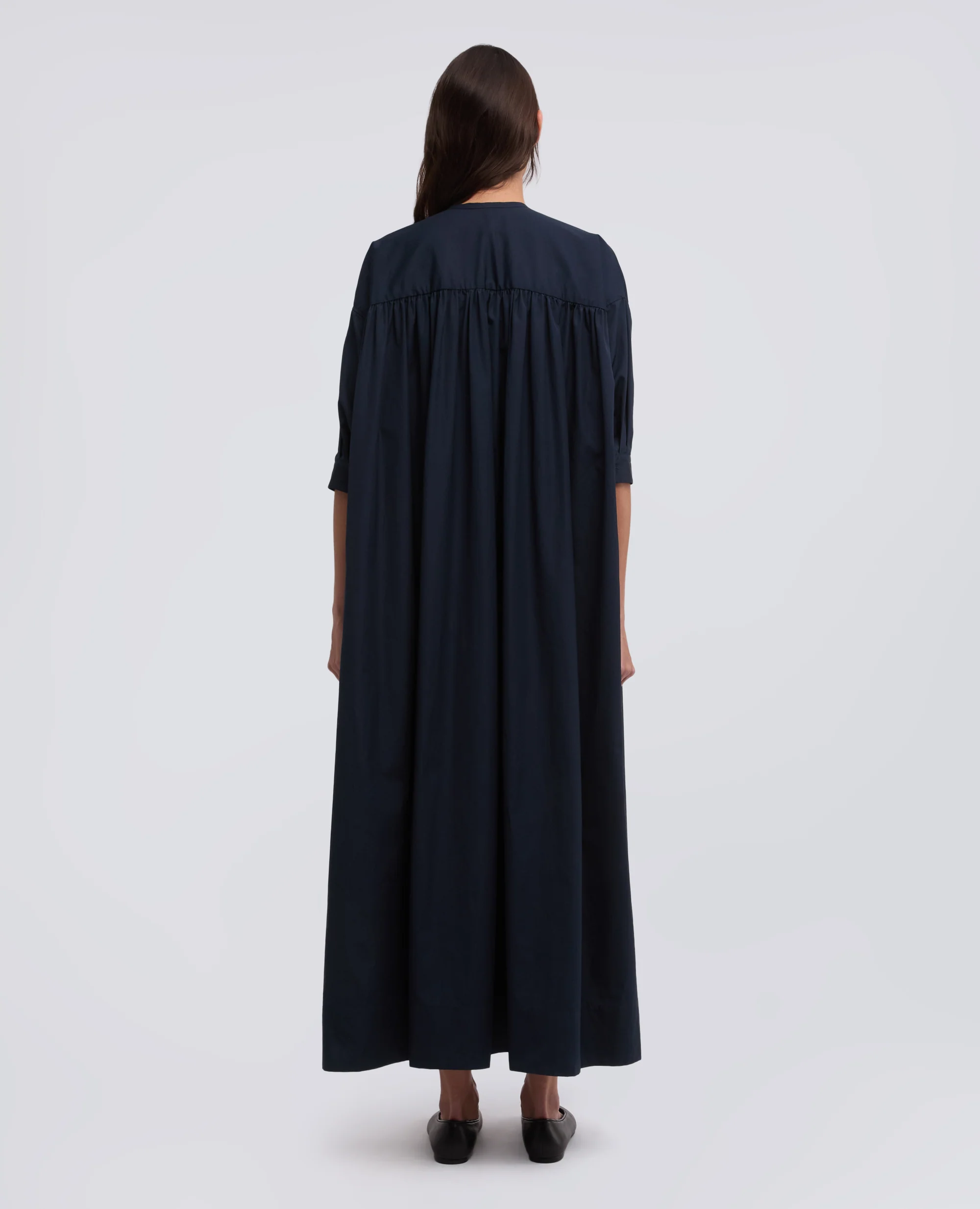 ABITO IN POPELINE DI COTONE TINTO PEZZA - NAVY - Image 3