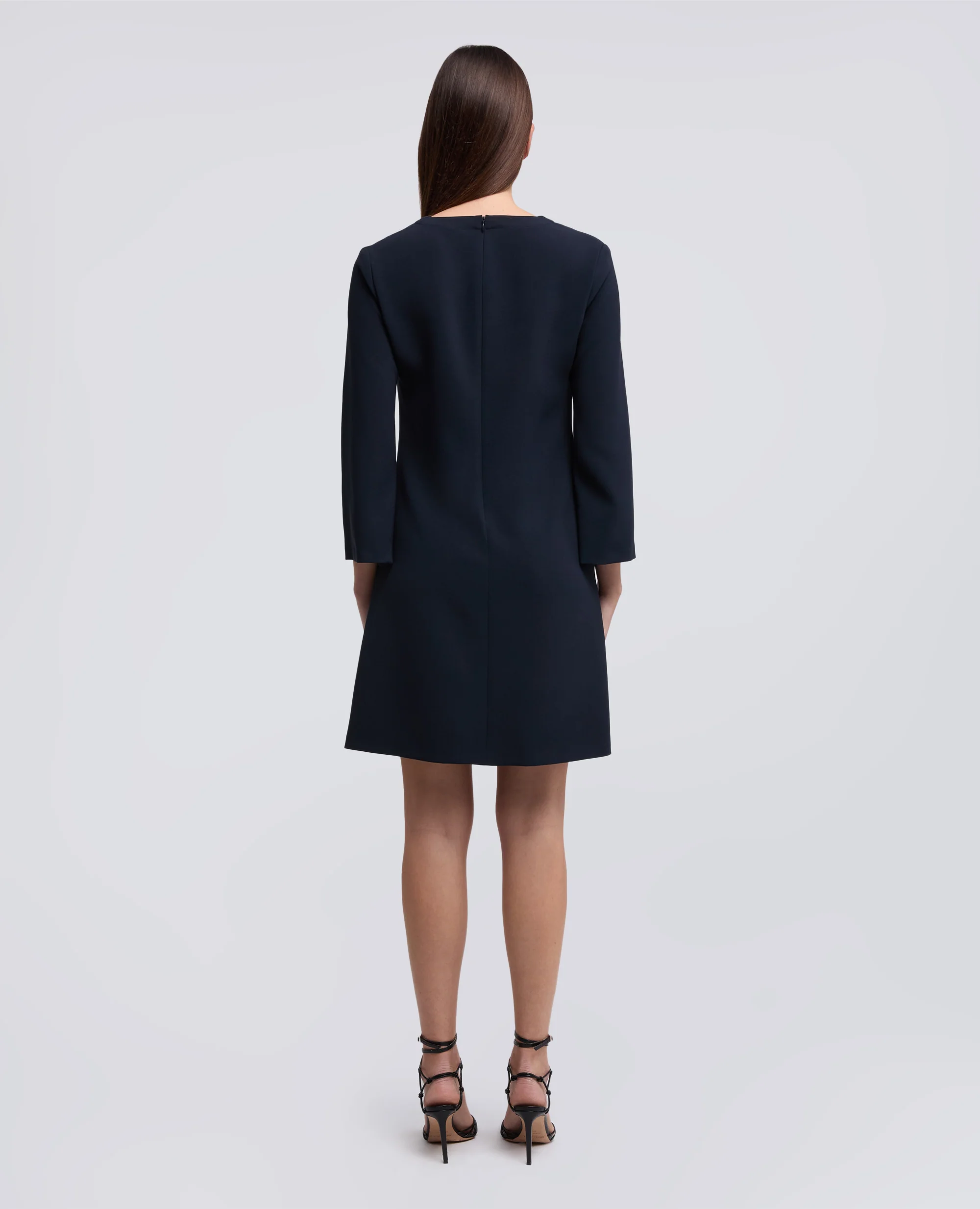 ABITO IN CADY CREPE IN TRIACETATO E POLIESTERE - NAVY - Image 3