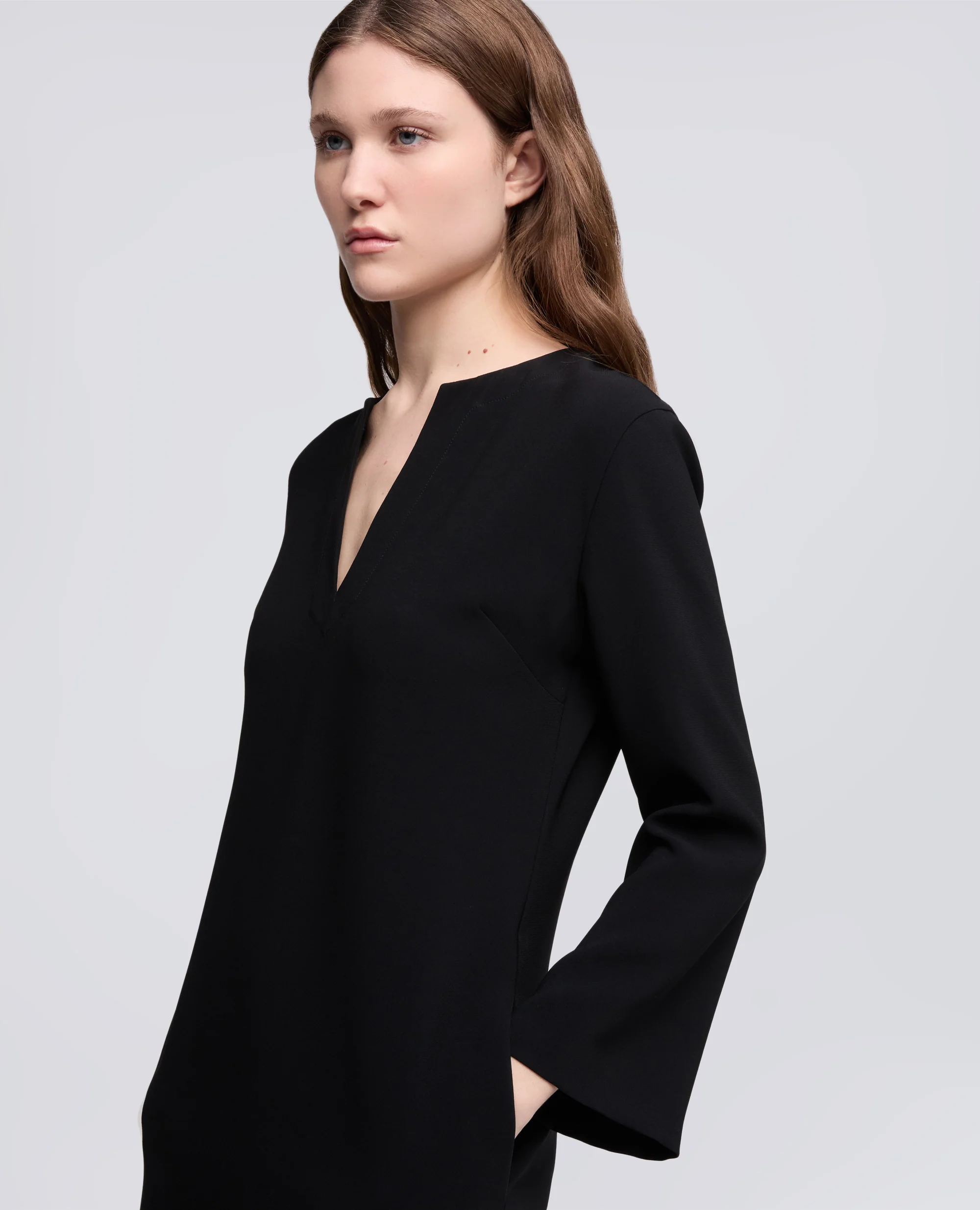 ABITO IN CADY CREPE IN TRIACETATO E POLIESTERE - NERO - Image 4