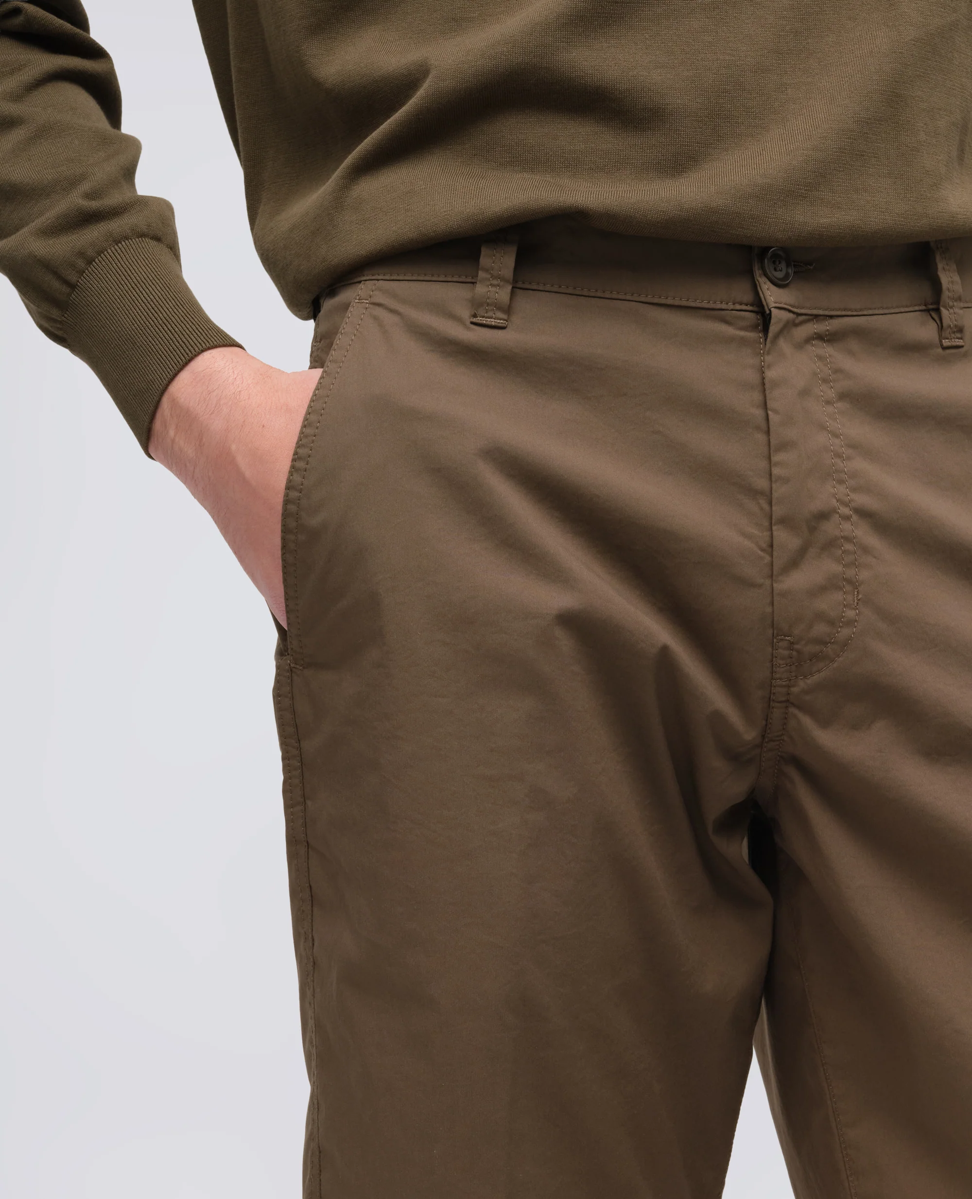 BERMUDA CHINO IN POPELINE DI COTONE E NYLON - MILITARE - Image 4