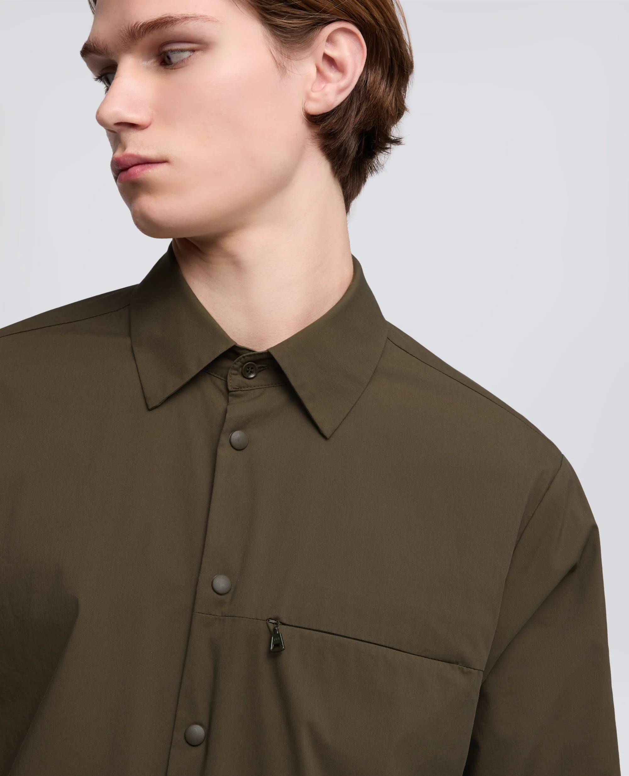 CAMICIA IN POPELINE COTONE-NYLON STRETCH - MILITARE - Image 4
