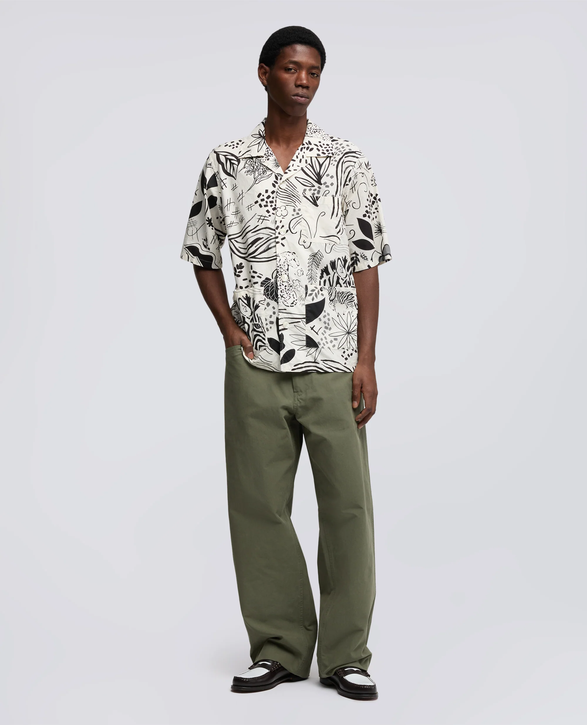 CAMICIA A MANICHE CORTE IN POPELINE DI COTONE - STAMPA - Image 2