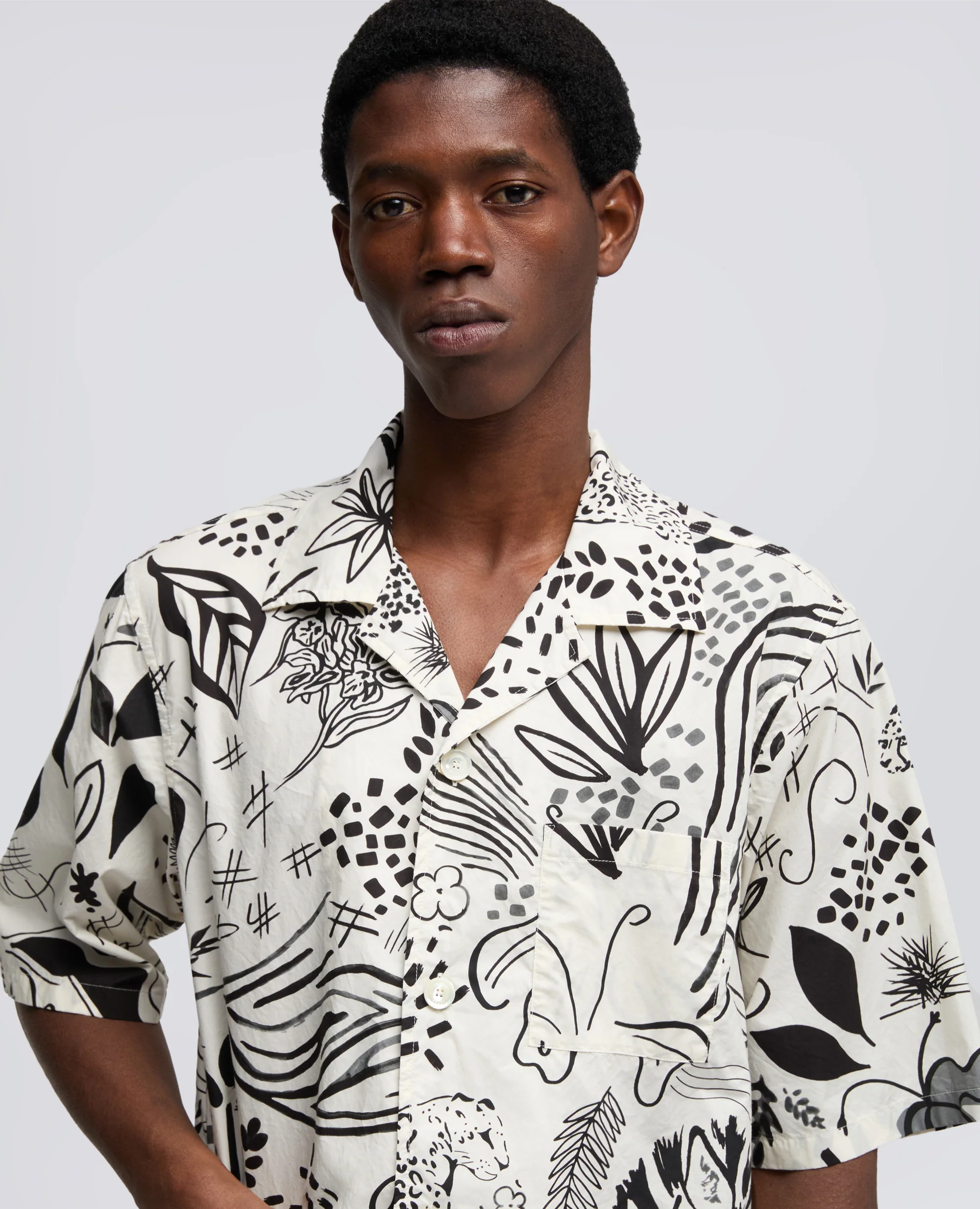 CAMICIA A MANICHE CORTE IN POPELINE DI COTONE - STAMPA - Image 4