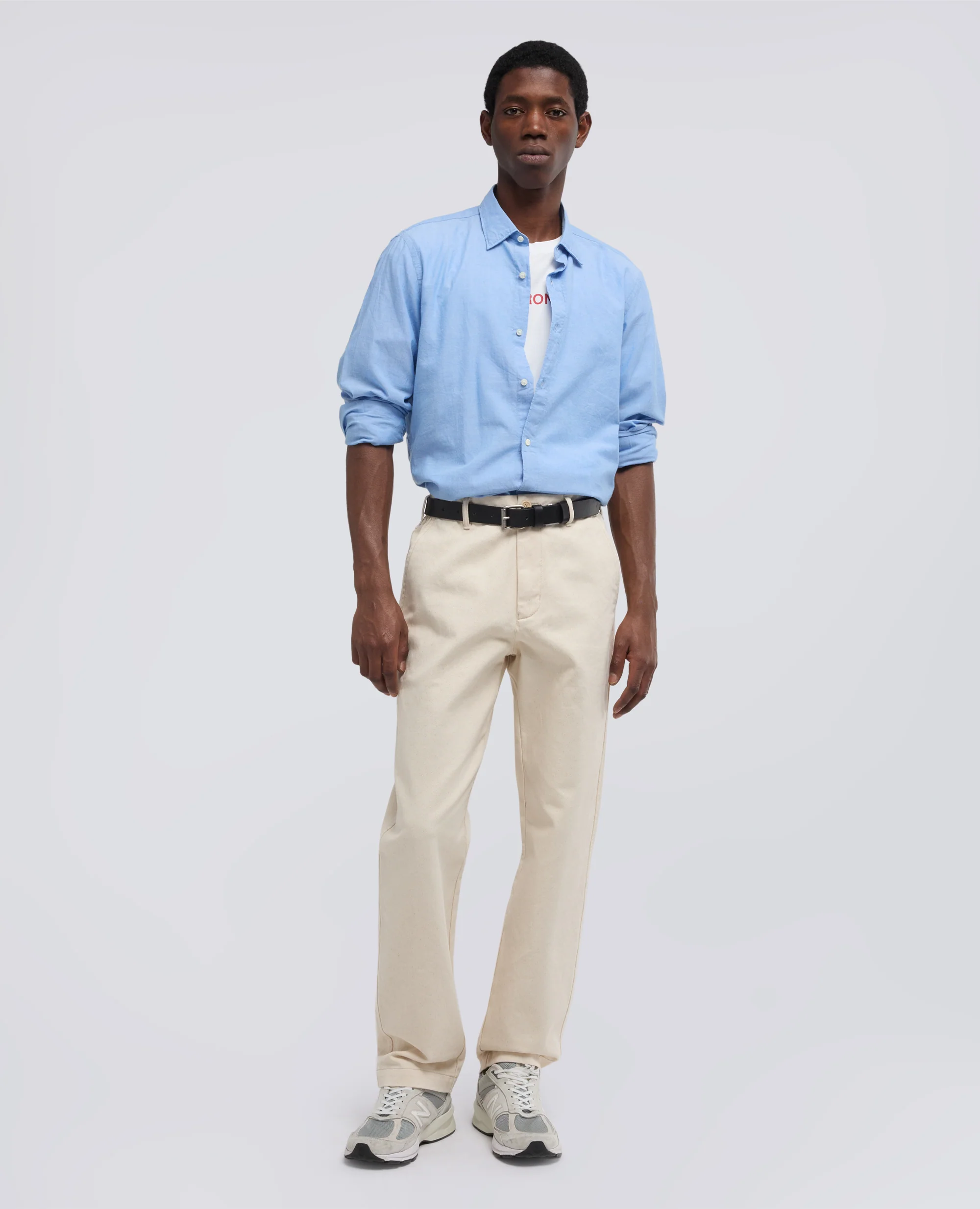 CAMICIA CLASSICA IN CHAMBRAY DI COTONE LEGGERO INDIANO - AZZURRO - Image 2