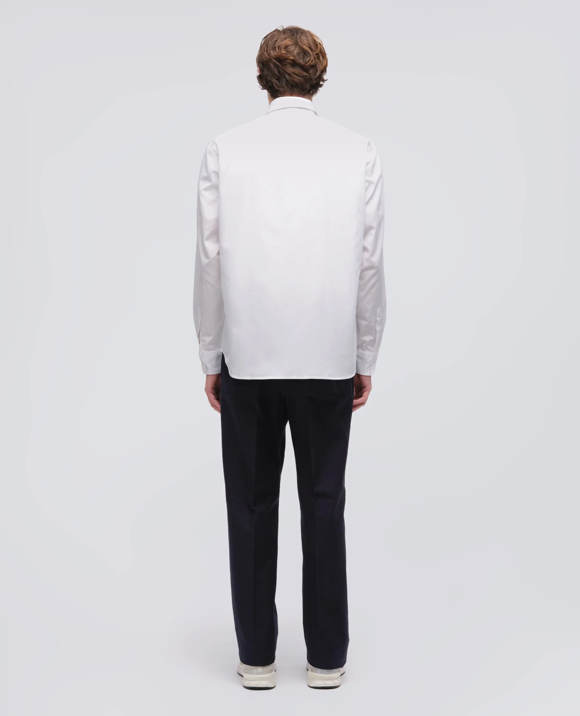 CAMICIA CLASSICA IN POPELINE DI COTONE CON TASCHINO - BIANCO - Image 3
