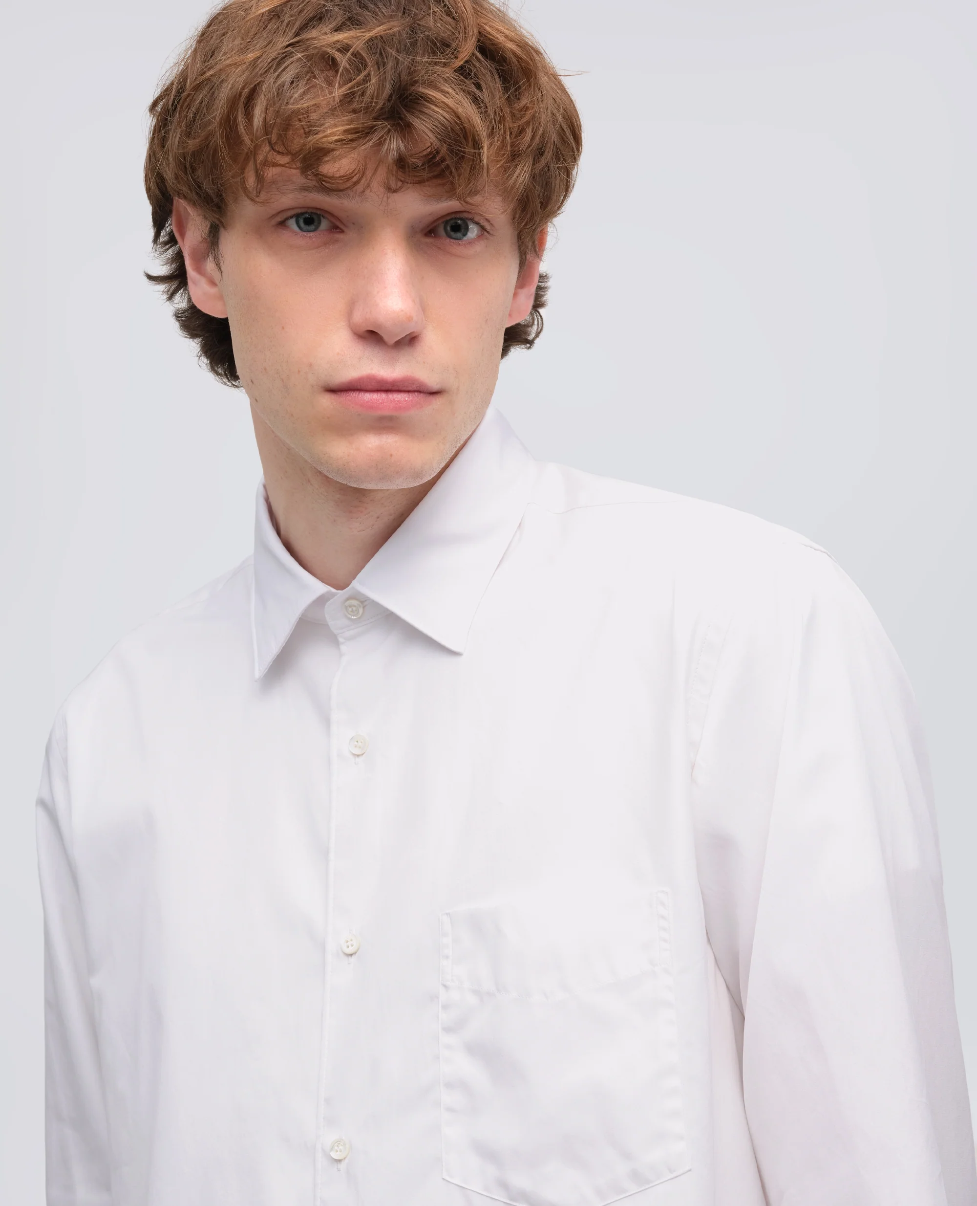 CAMICIA CLASSICA IN POPELINE DI COTONE CON TASCHINO - BIANCO - Image 4