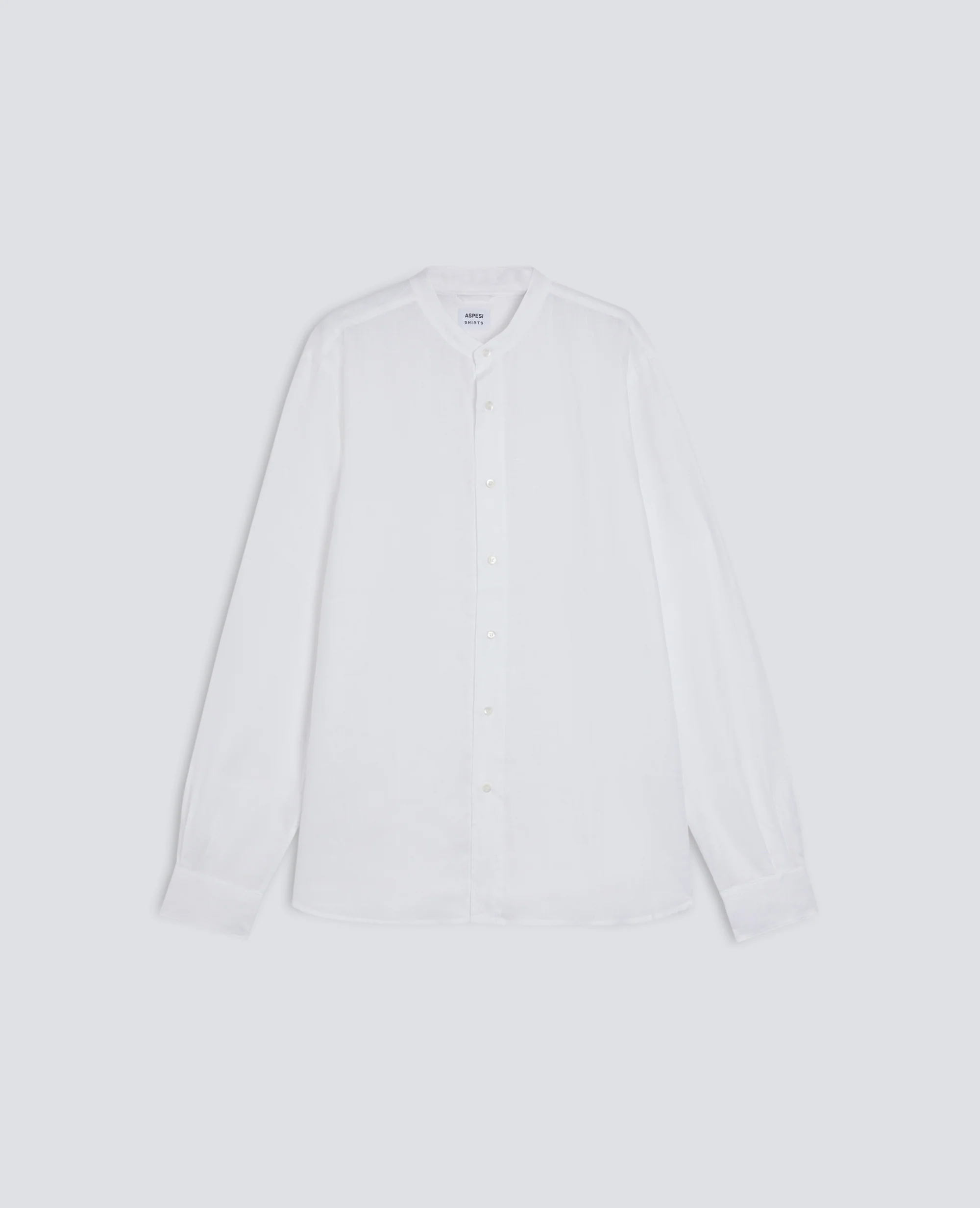 CAMICIA COREANA IN LINO LEGGERO - BIANCO