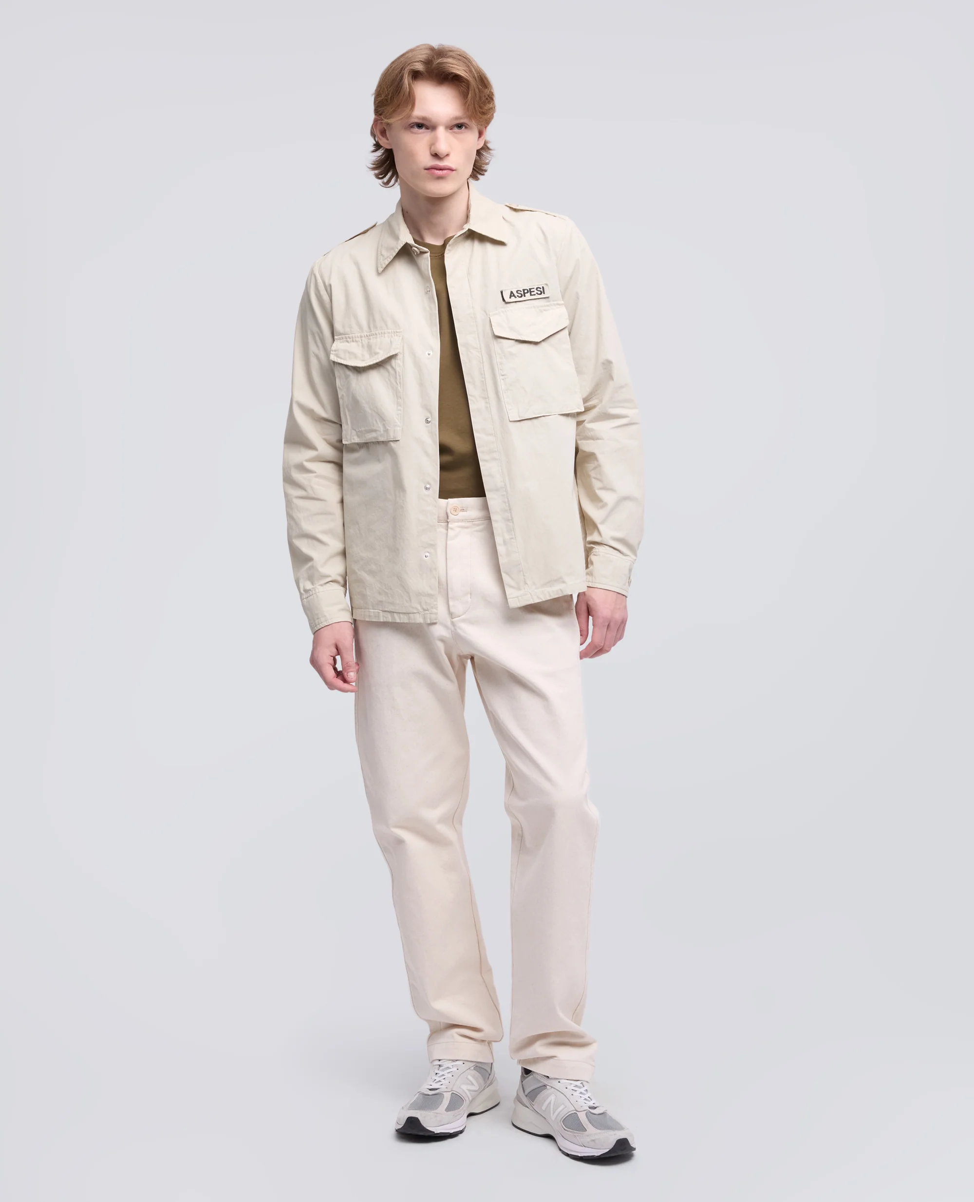 CAMICIA MILITARE IN COTONE - SASSO - Image 2