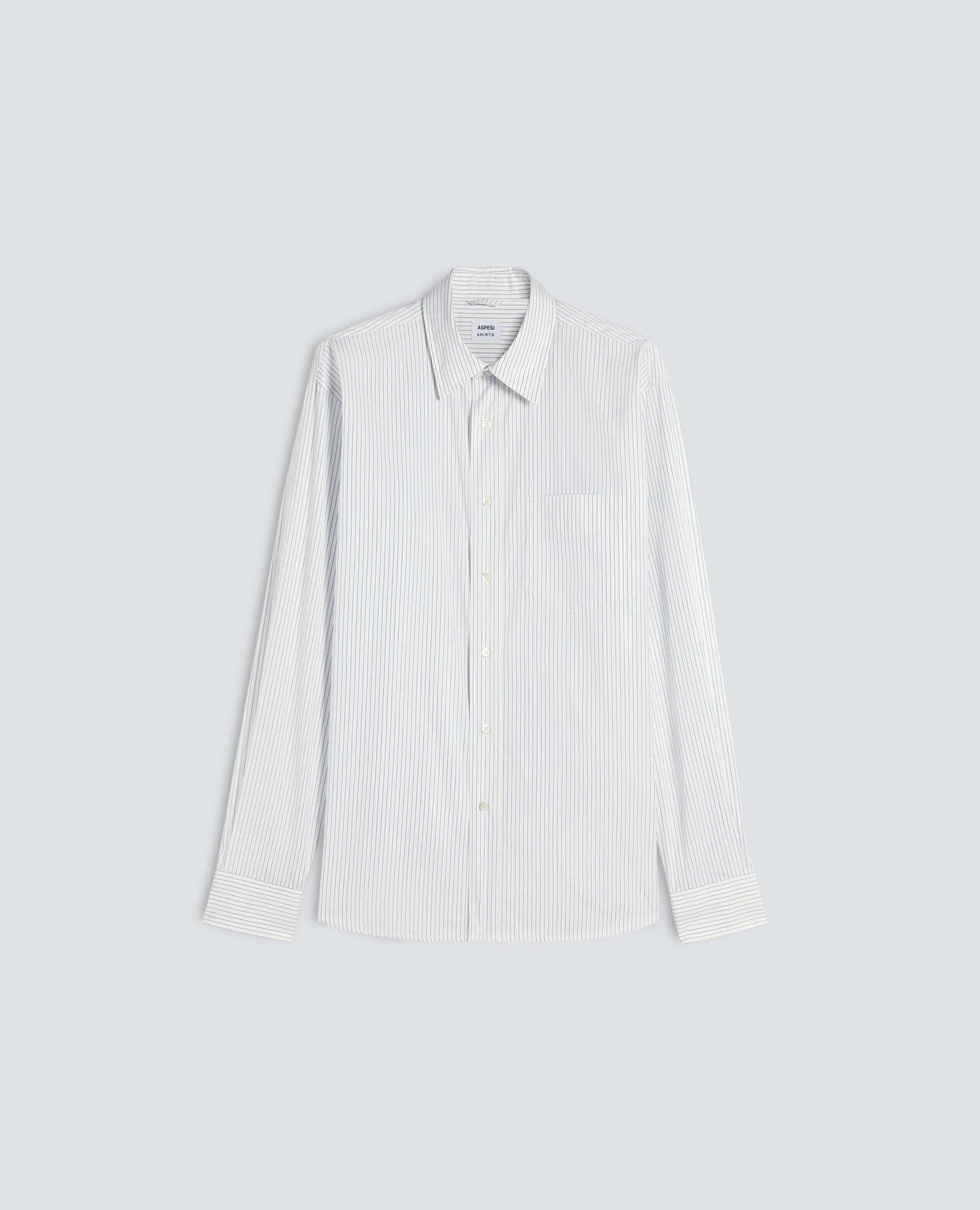 CAMICIA IN POPELINE DI COTONE GIAPPONESE - RIGA BLU