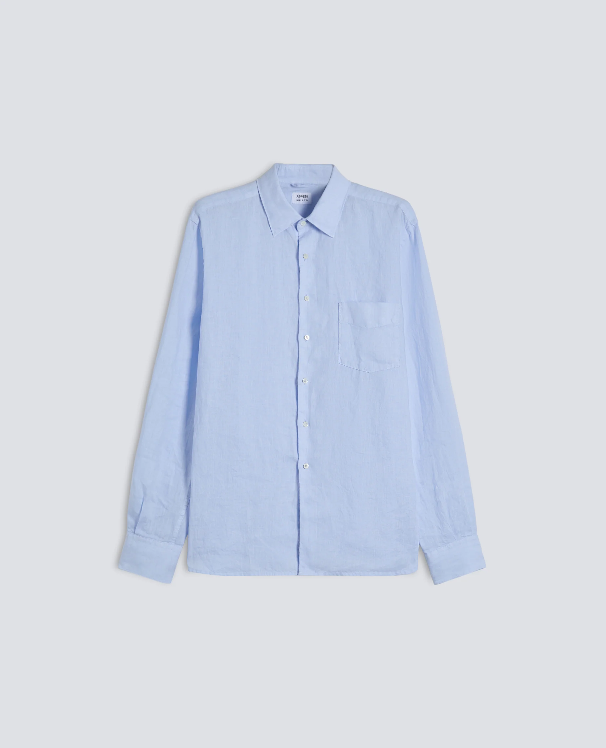 CAMICIA IN LINO LEGGERO CON TASCHINO - AZZURRO