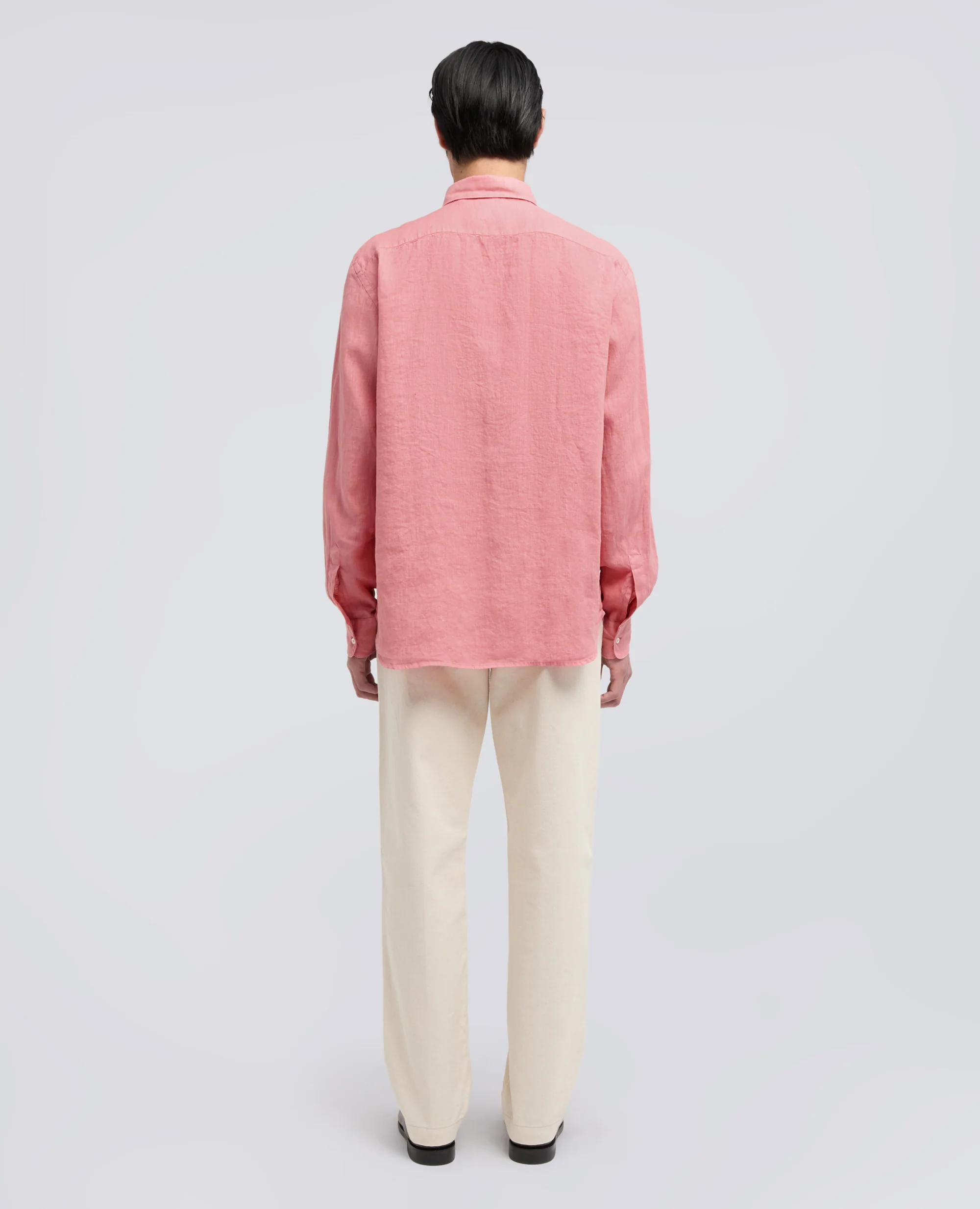 CAMICIA IN LINO LEGGERO CON TASCHINO - ROSA ANTICO - Image 3