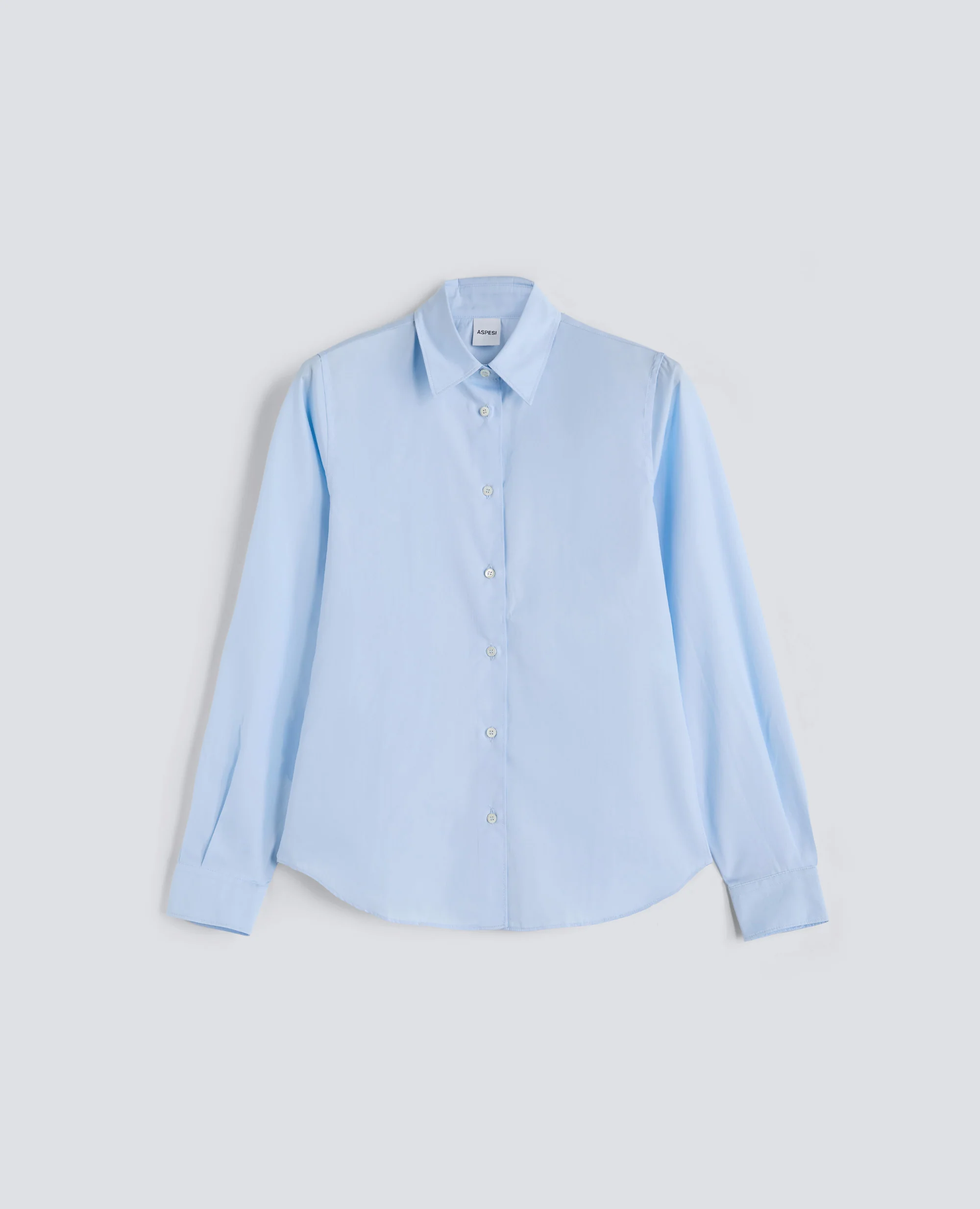 CAMICIA CLASSICA IN POPELINE DI COTONE - AZZURRO