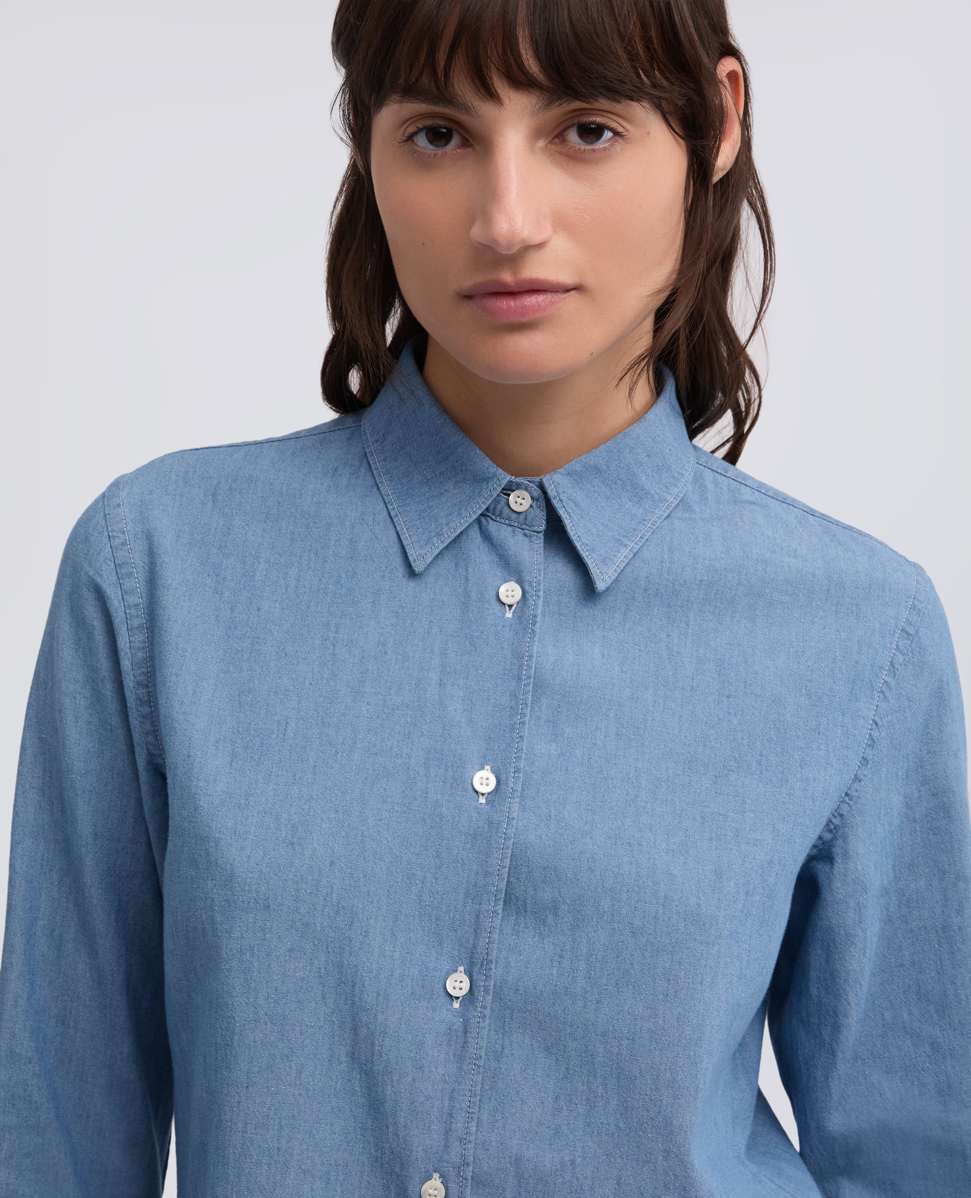 CAMICIA IN CHAMBRAY DI COTONE - DENIM CHIARO - Image 4