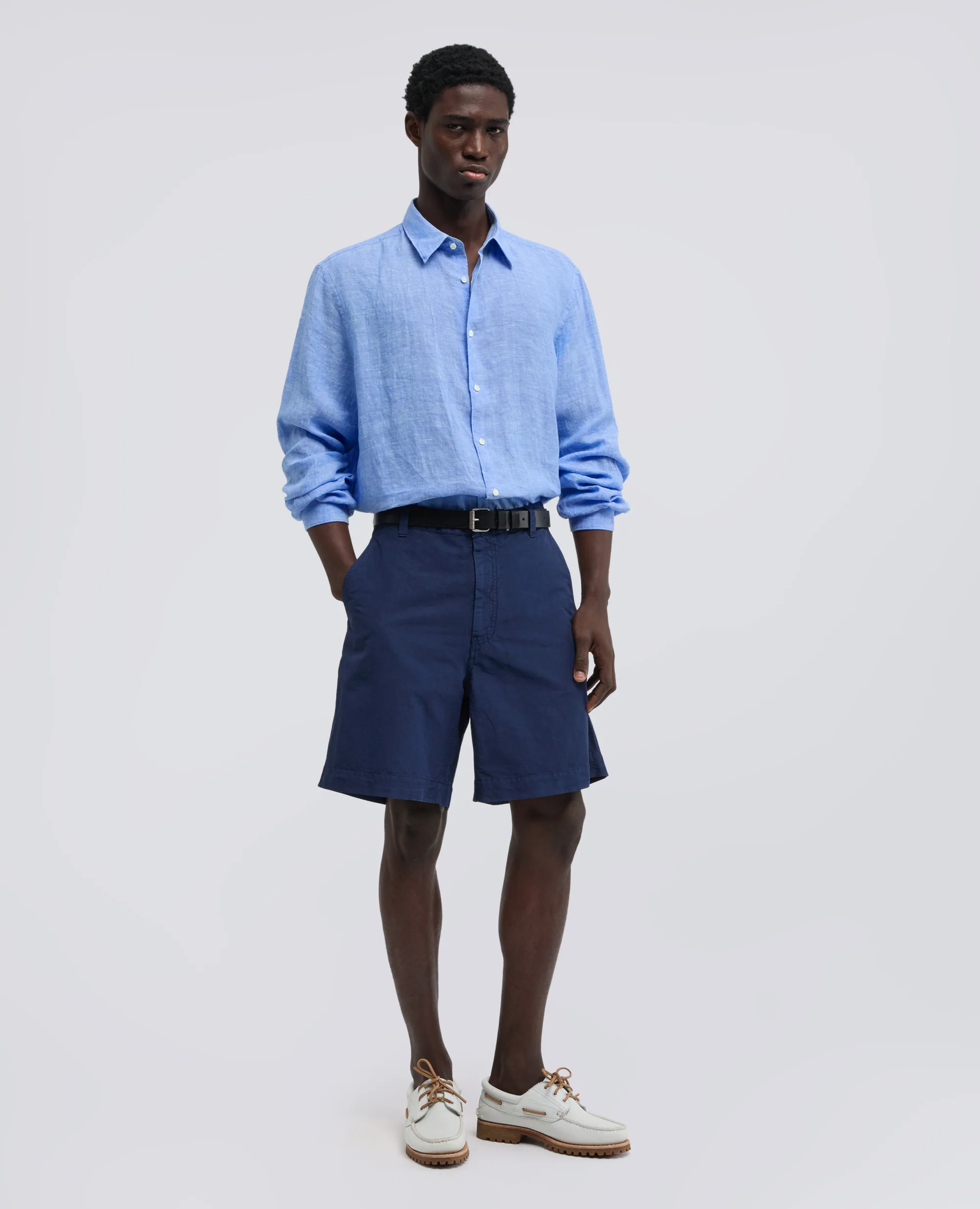 CAMICIA COMMA IN LINO DELAVE - AZZURRO - Image 2