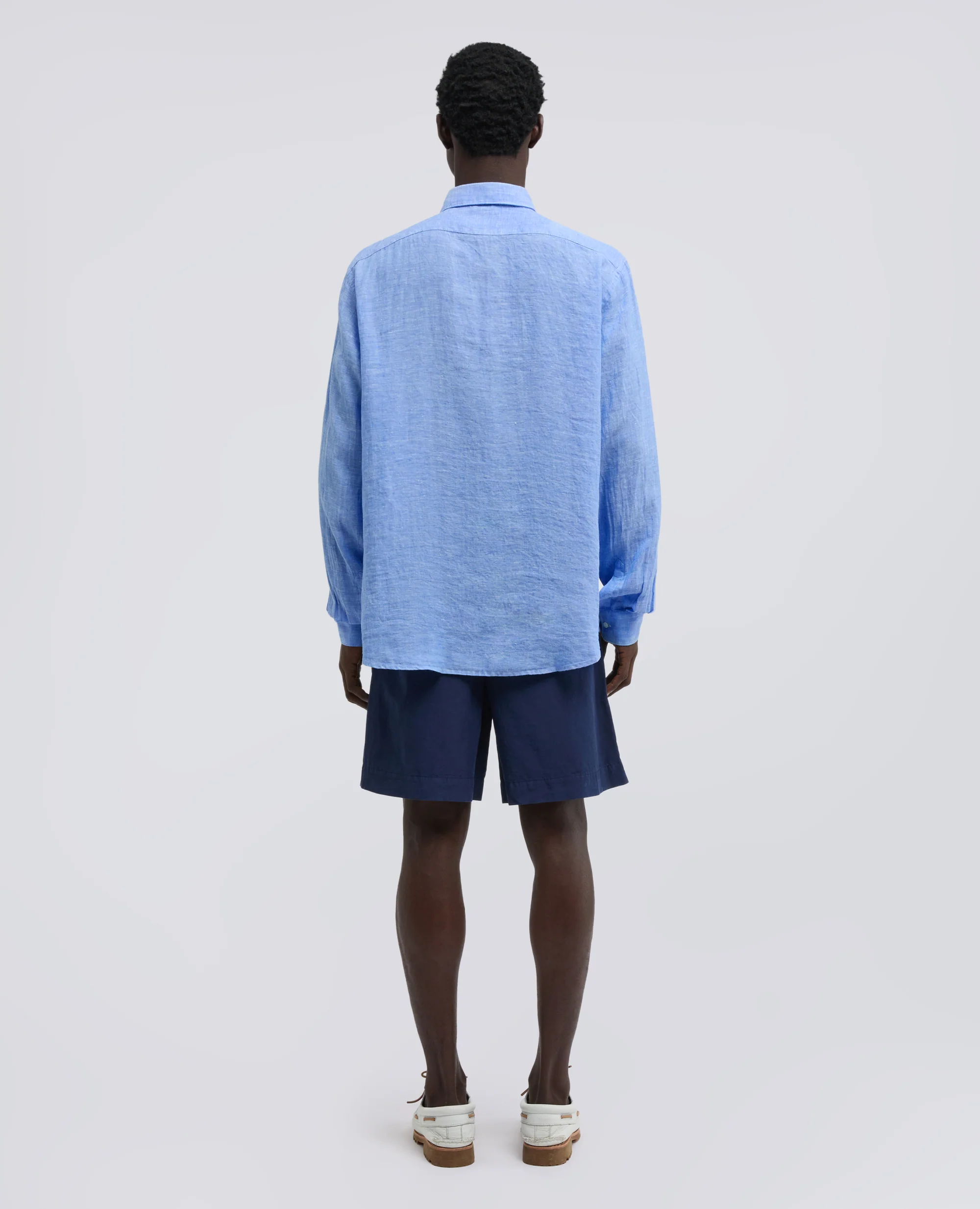 CAMICIA COMMA IN LINO DELAVE - AZZURRO - Image 3