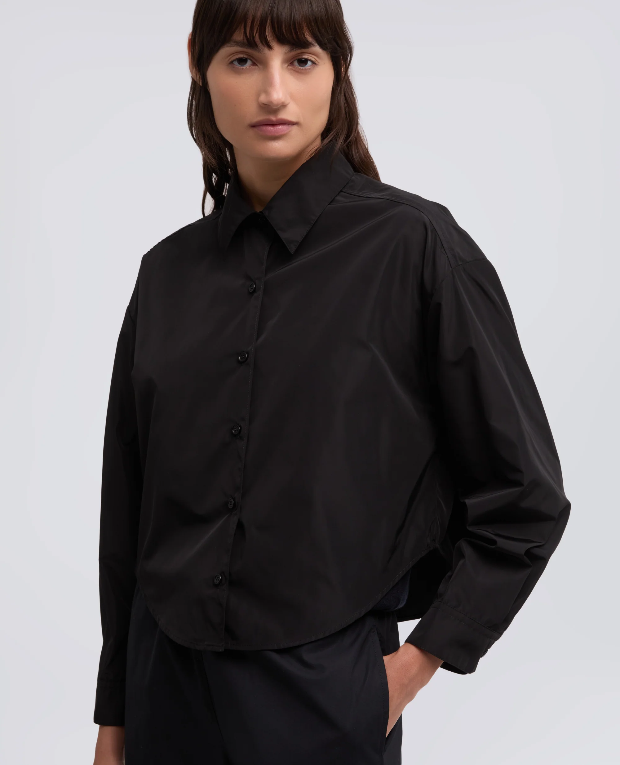 CAMICIA IN POLIESTERE TECNICO - NERO - Image 4