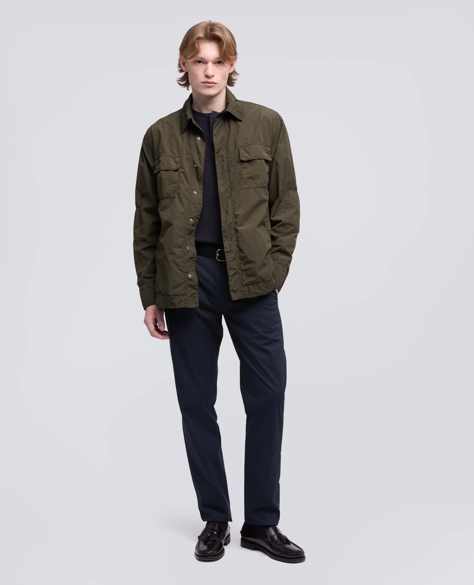 CAMICIA SFODERATA IN POLY-NYLON COMPATTO - MILITARE - Image 2