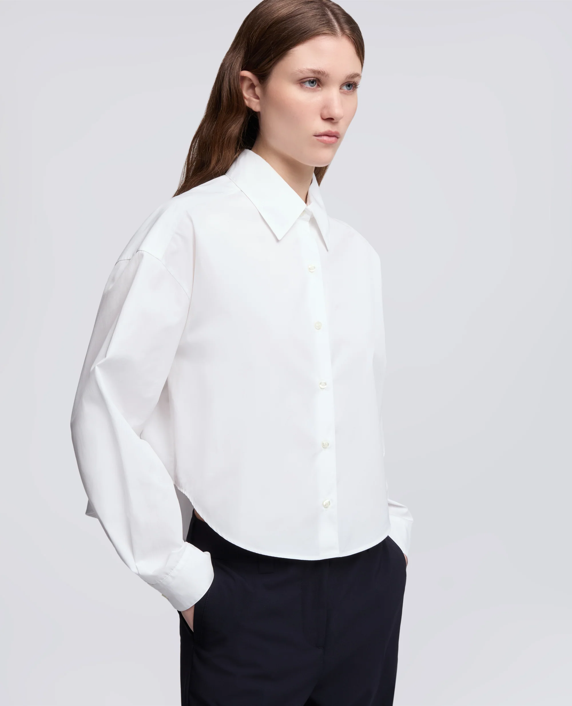 CAMICIA IN POPELINE DI COTONE - BIANCO - Image 4