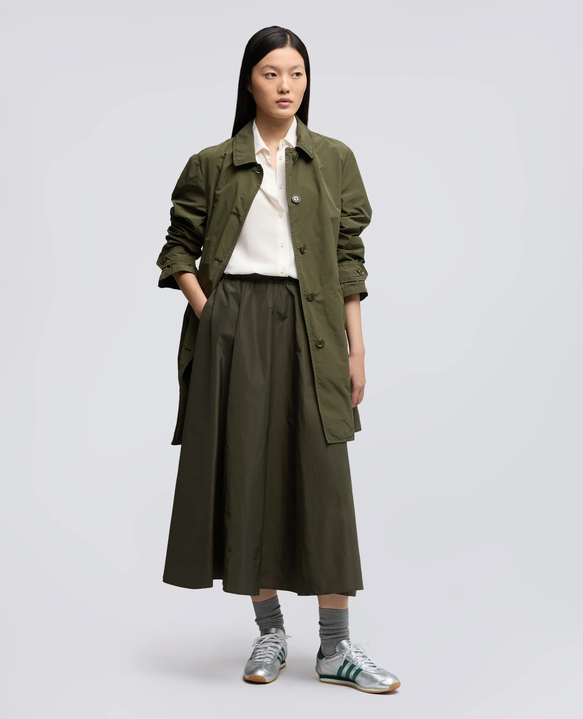 CAMICIA SLIM IN CREPE DE CHINE DI SETA - NATURALE - Image 2