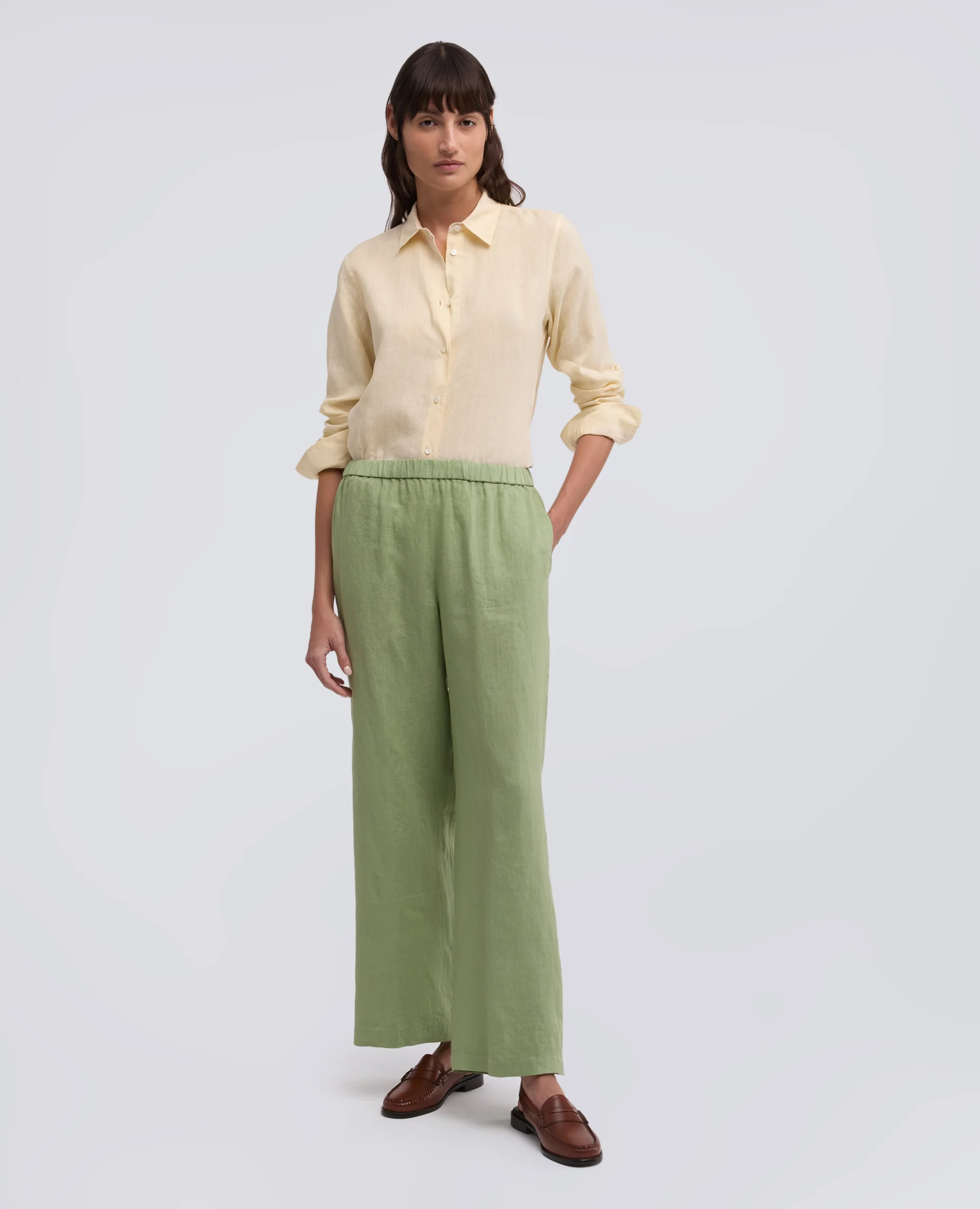 CAMICIA CLASSICA IN LINO LEGGERO TINTO CAPO - NATURALE - Image 2