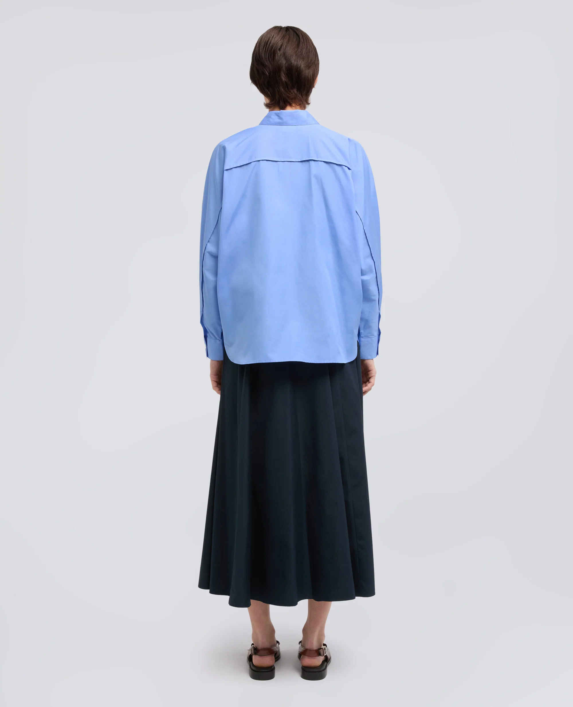 CAMICIA IN POPELINE DI COTONE - AZZURRO - Image 3