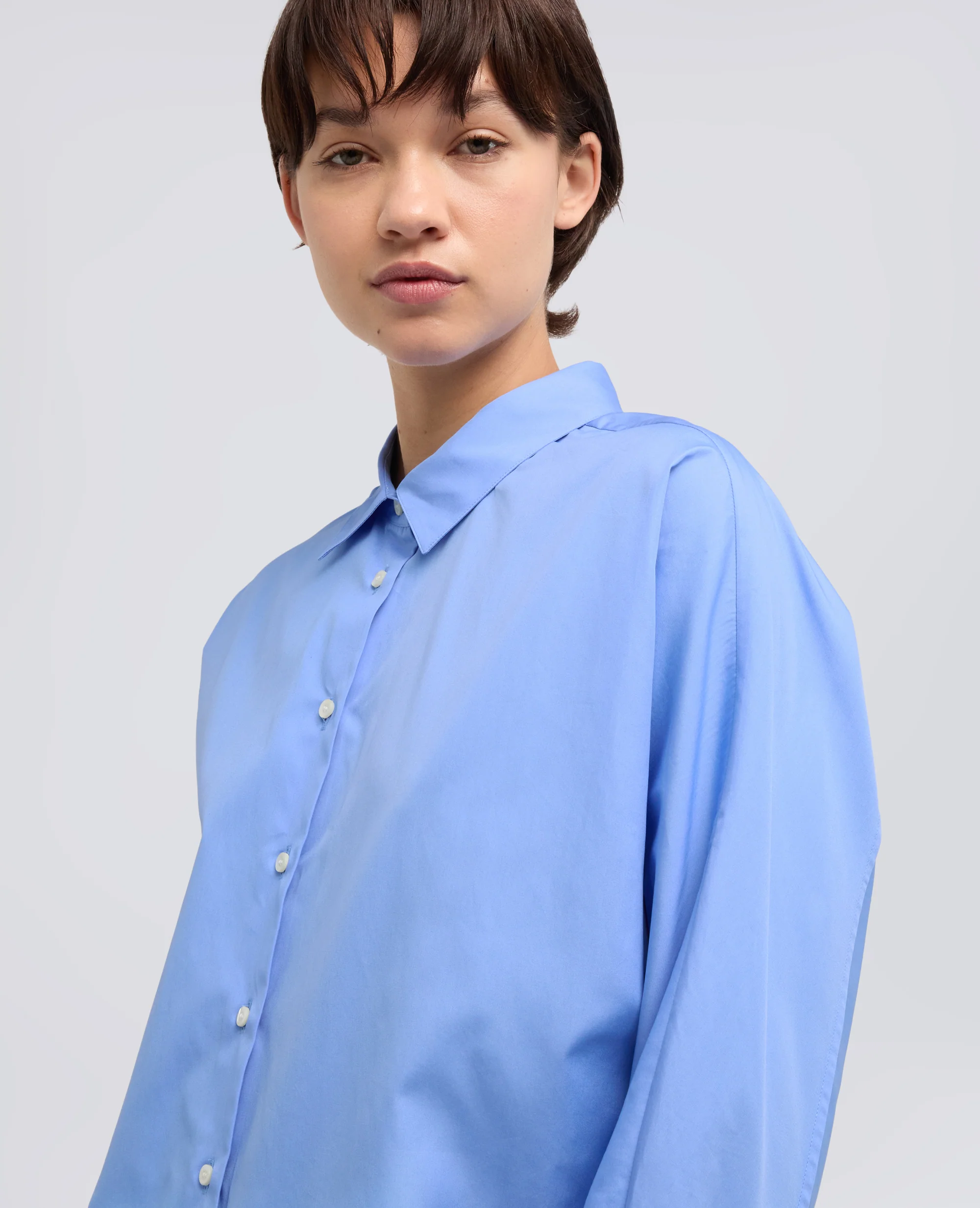CAMICIA IN POPELINE DI COTONE - AZZURRO - Image 4