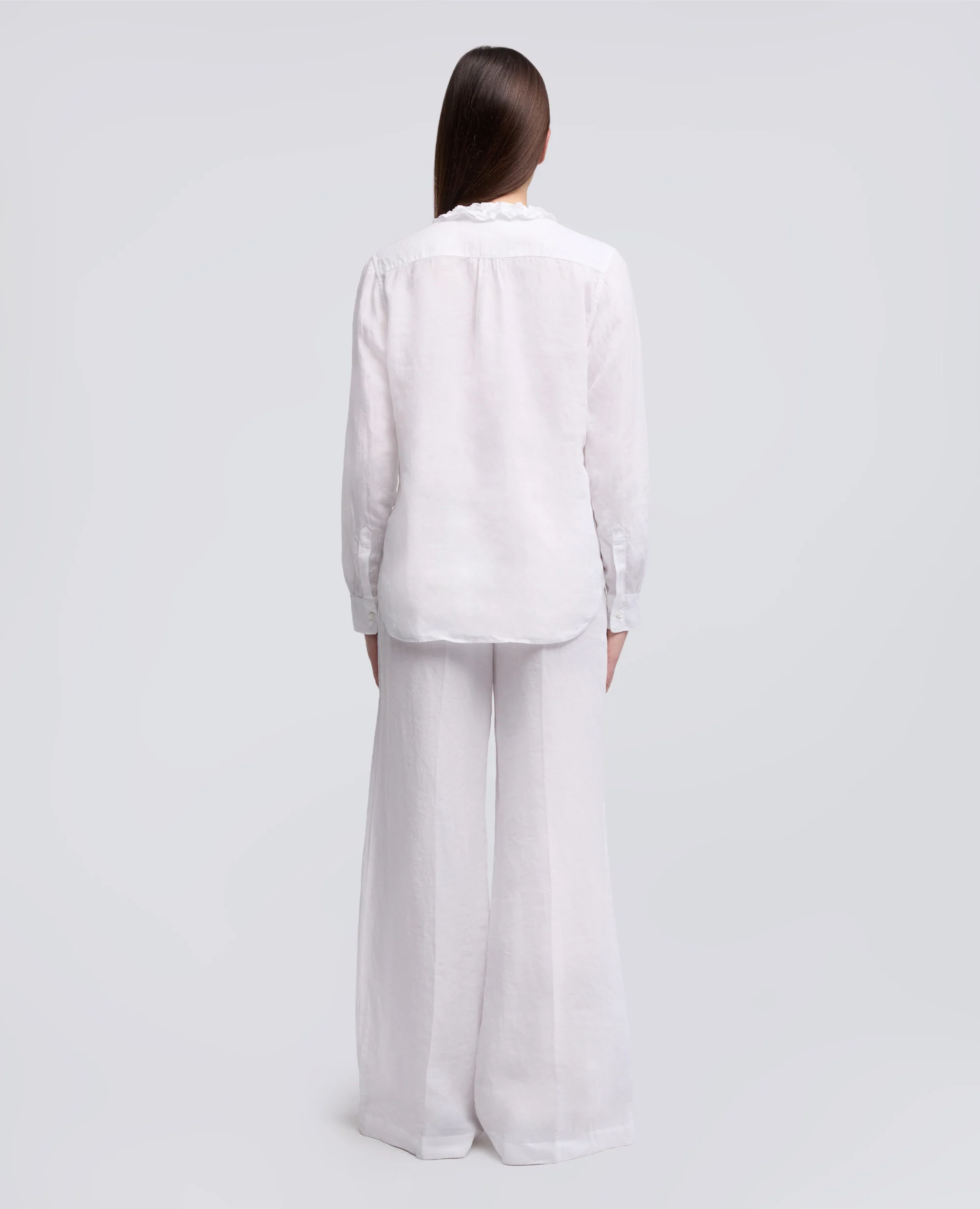 CAMICIA GIROCOLLO IN LINO - BIANCO - Image 3