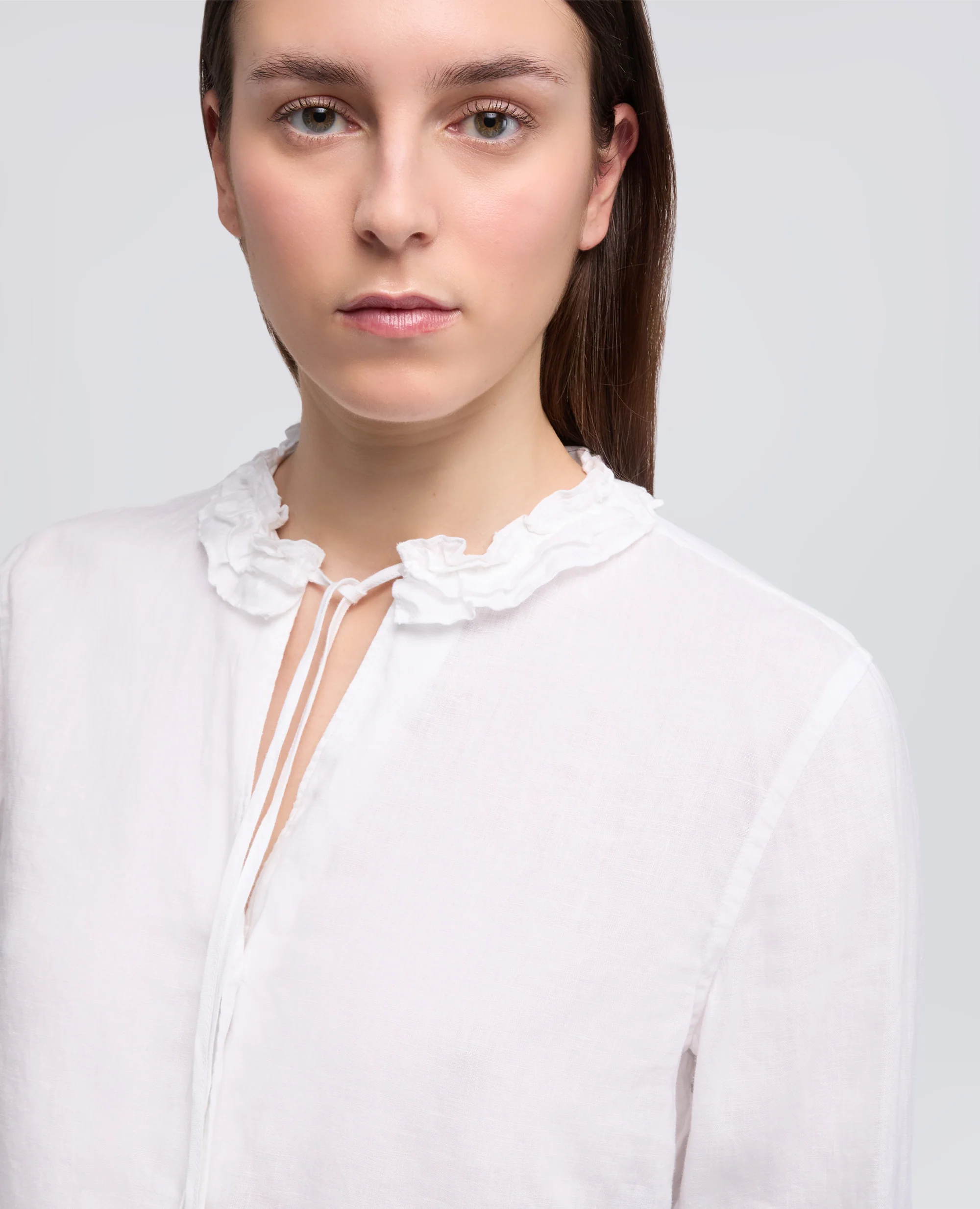 CAMICIA GIROCOLLO IN LINO - BIANCO - Image 4