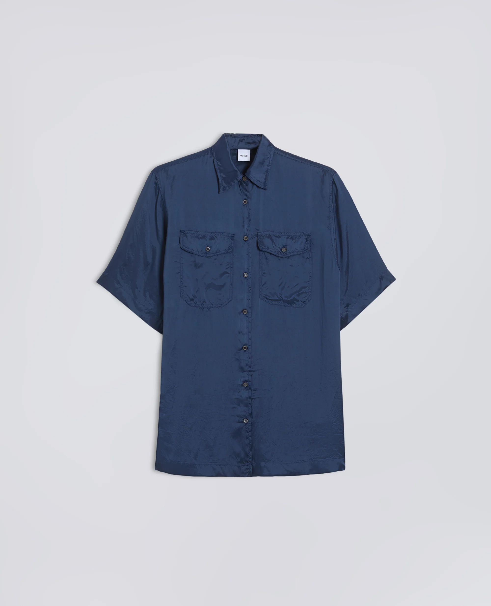 CAMICIA LUNGA IN TWILL DI VISCOSA FINISSAGGIO LAVATO - BLU