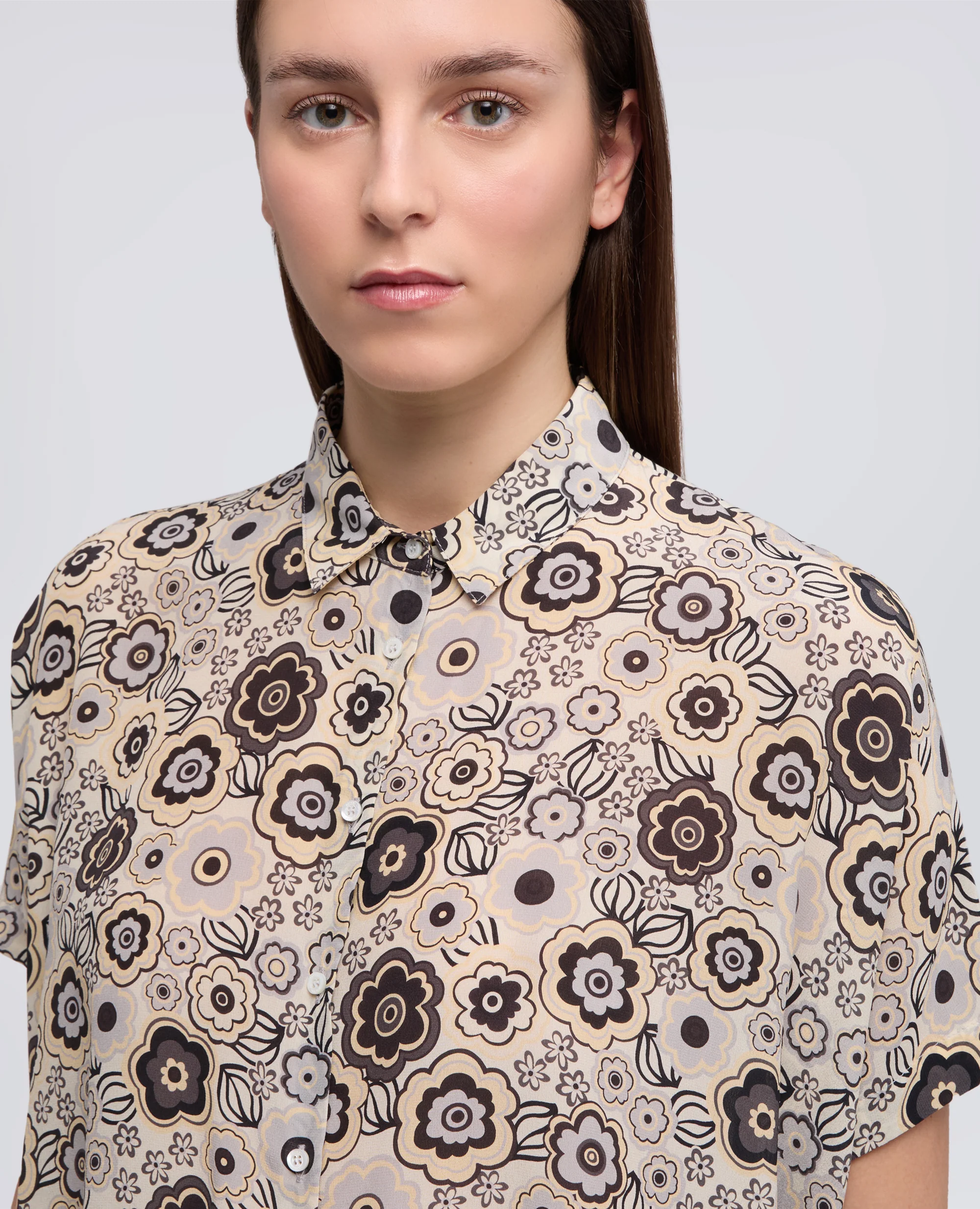 CAMICIA IN CREPE DE CHINE SETA - NATURALE - Image 4