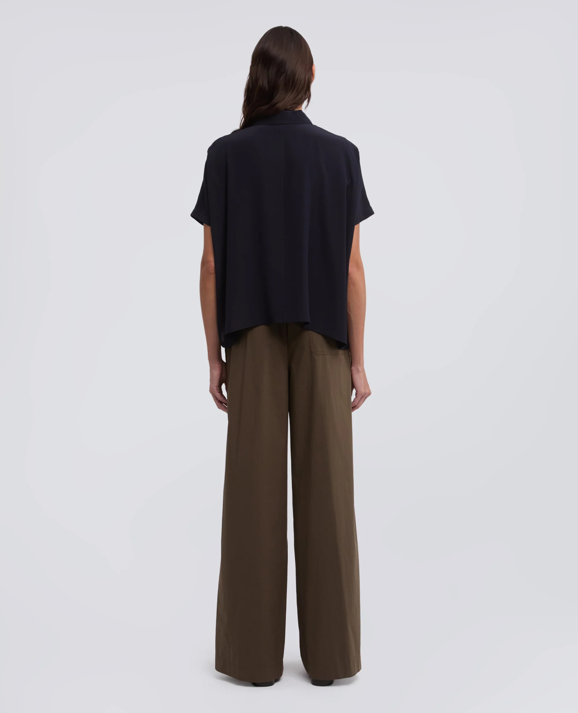 CAMICIA IN CREPE DE CHINE SETA - NAVY - Image 3