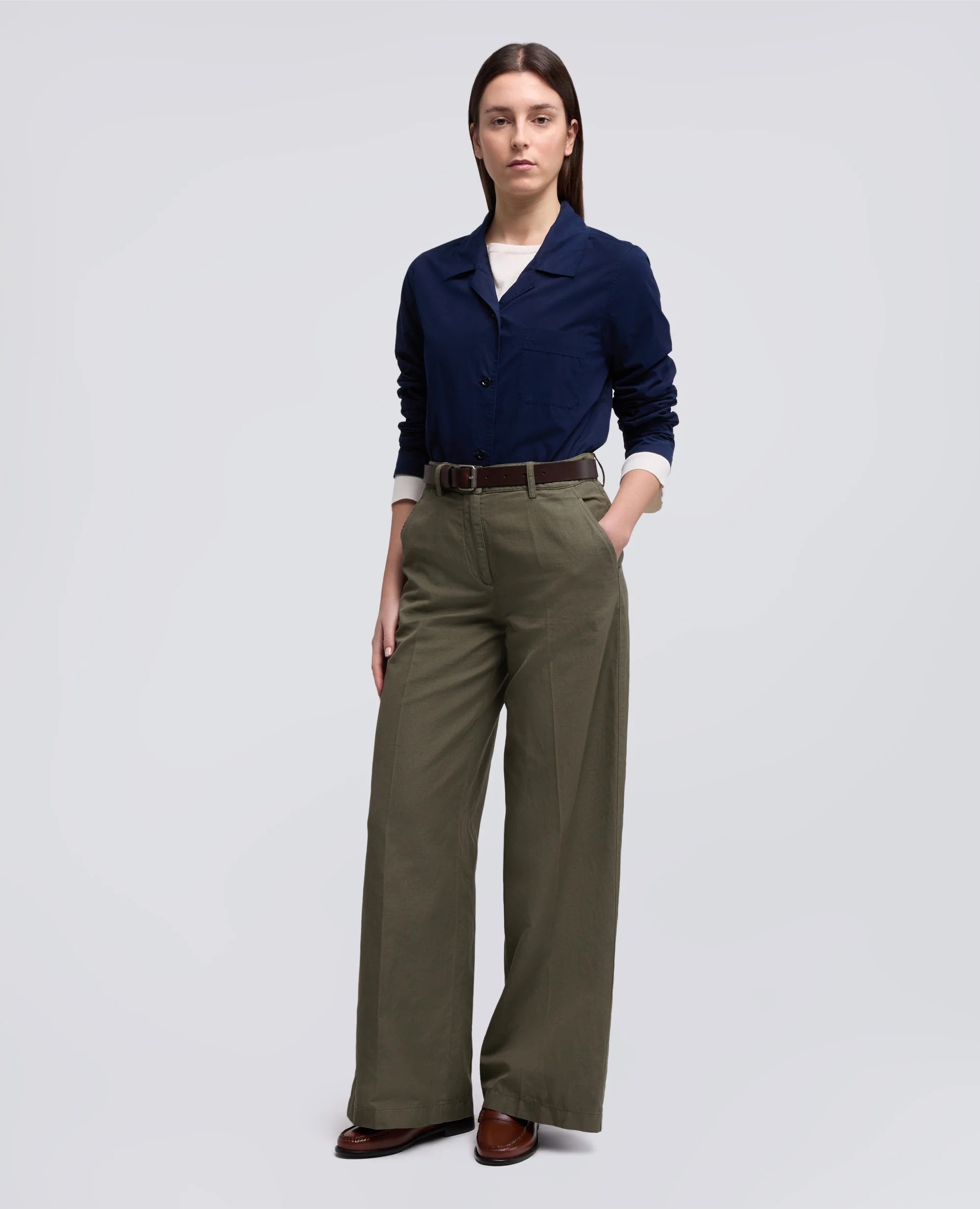GIACCA CAMICIA TIPO PIGIAMA IN POPELINE COTONE TINTO CAPO - BLU - Image 2
