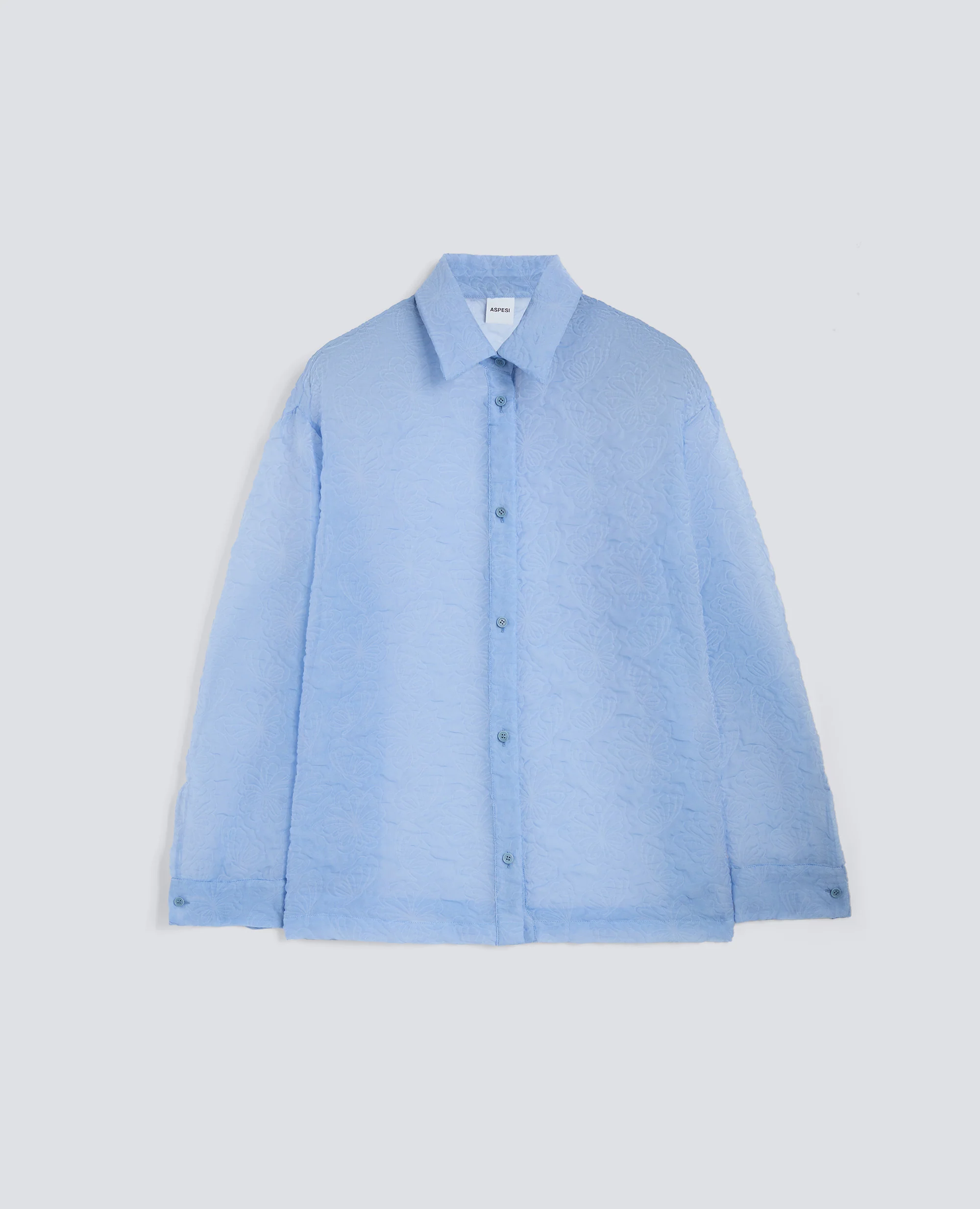 CAMICIA IN CLOQUE IN COTONE-NYLON - AZZURRO