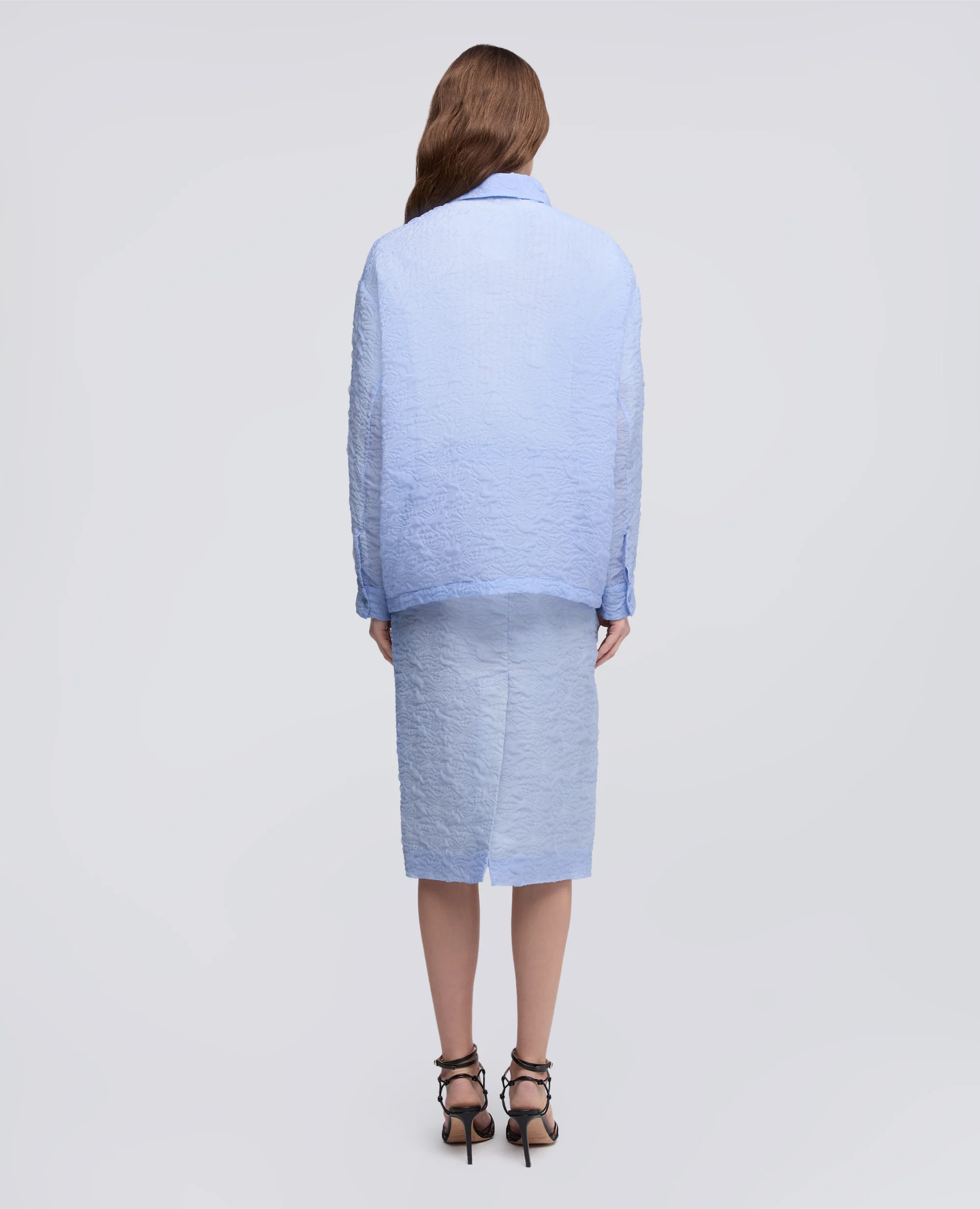 CAMICIA IN CLOQUE IN COTONE-NYLON - AZZURRO - Image 3