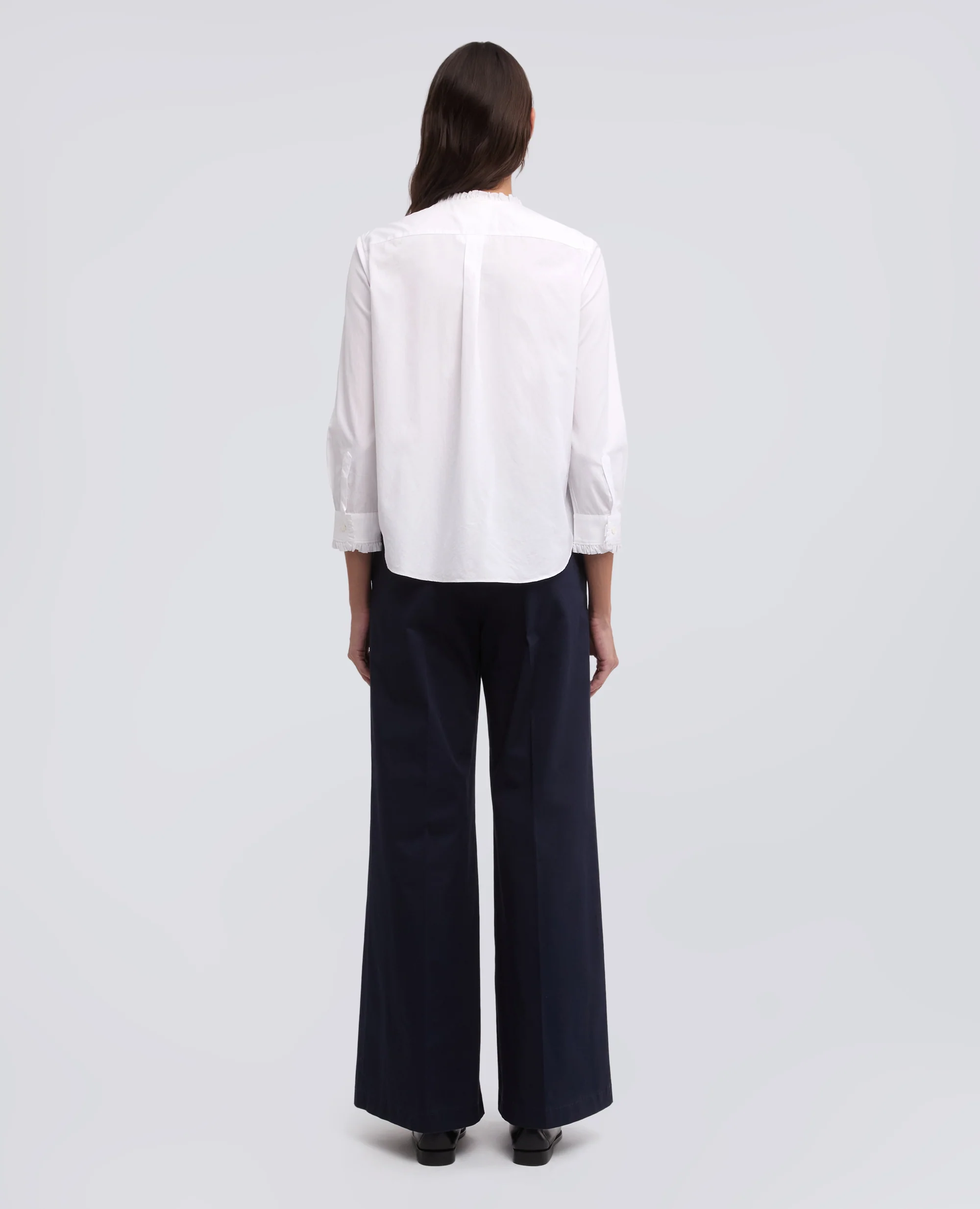 CAMICIA IN POPELINE COTONE TINTO PEZZA - BIANCO - Image 3