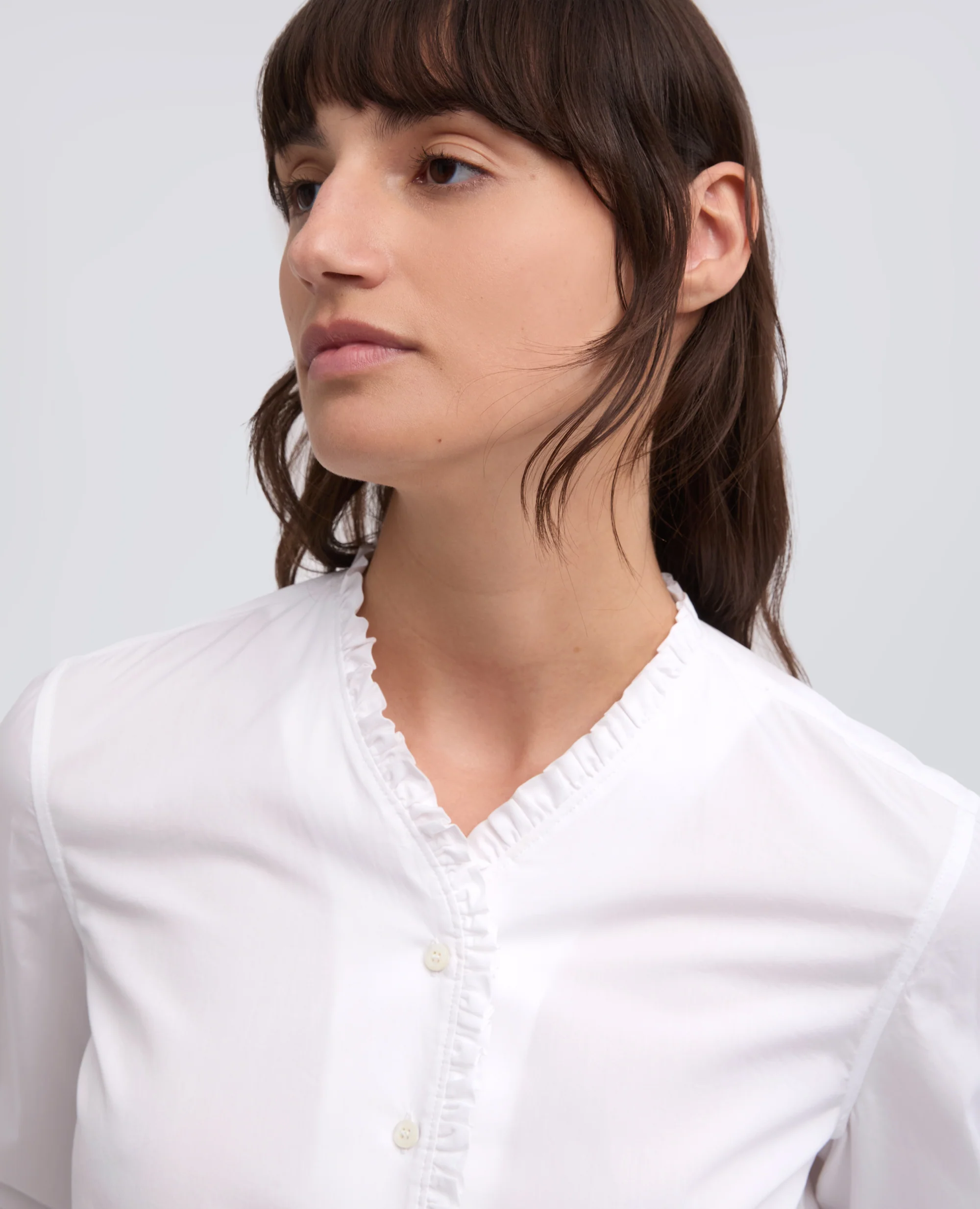 CAMICIA IN POPELINE COTONE TINTO PEZZA - BIANCO - Image 4