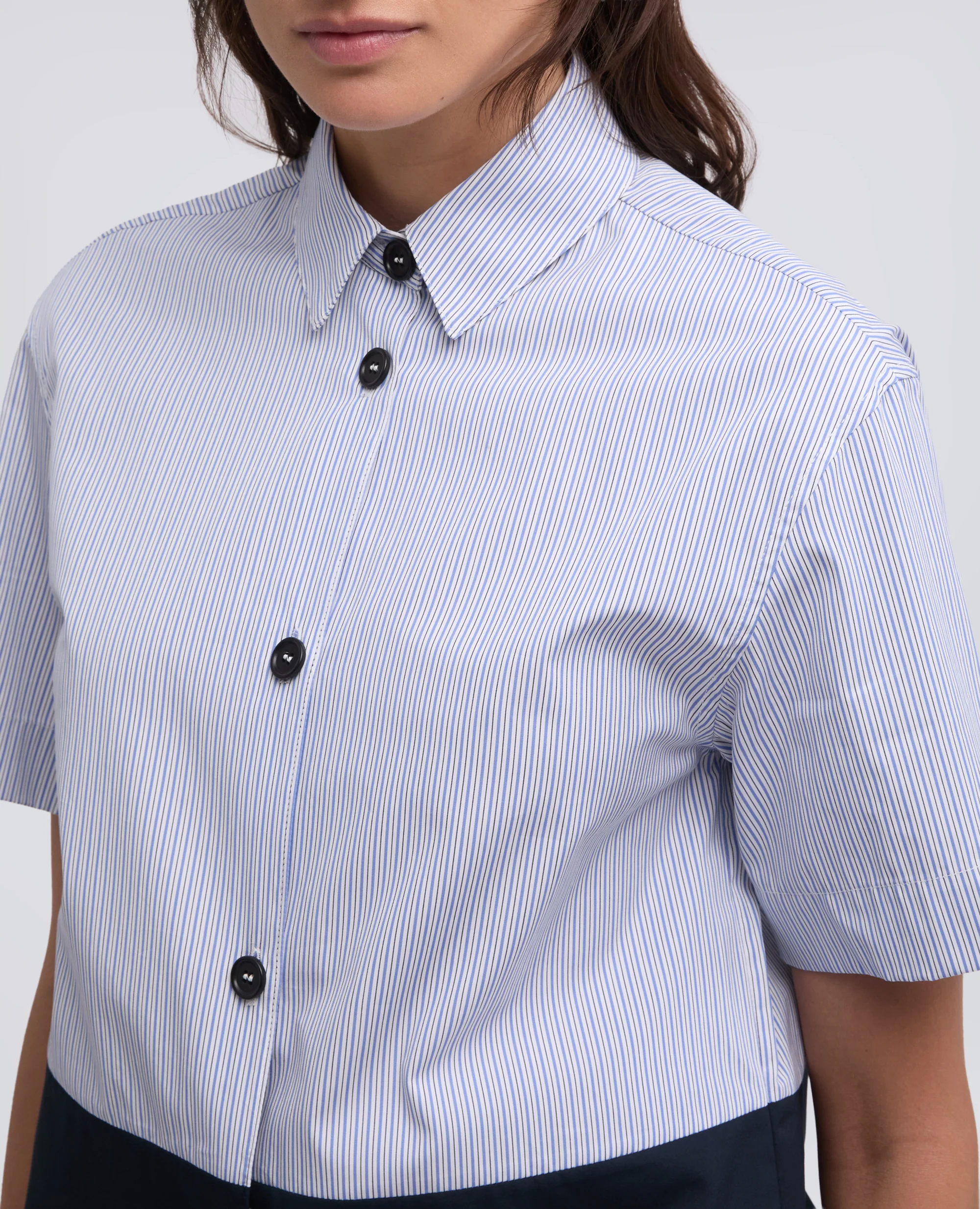 CAMICIA BOXY IN POPELINE COTONE - RIGA AZZURRA - Image 4