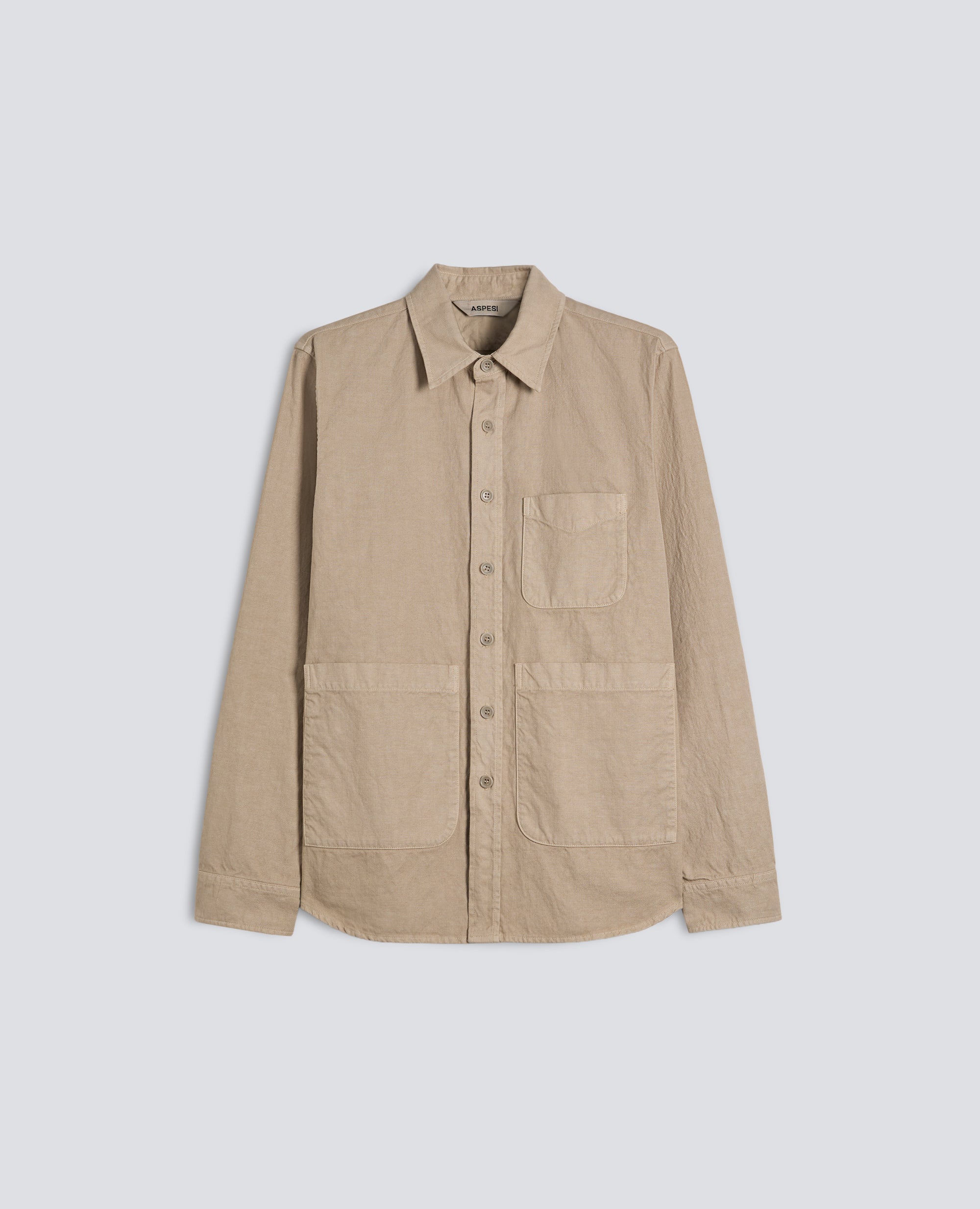 CAMICIA UTILITY IN TELA RUSTICA DI COTONE-LINO - BEIGE