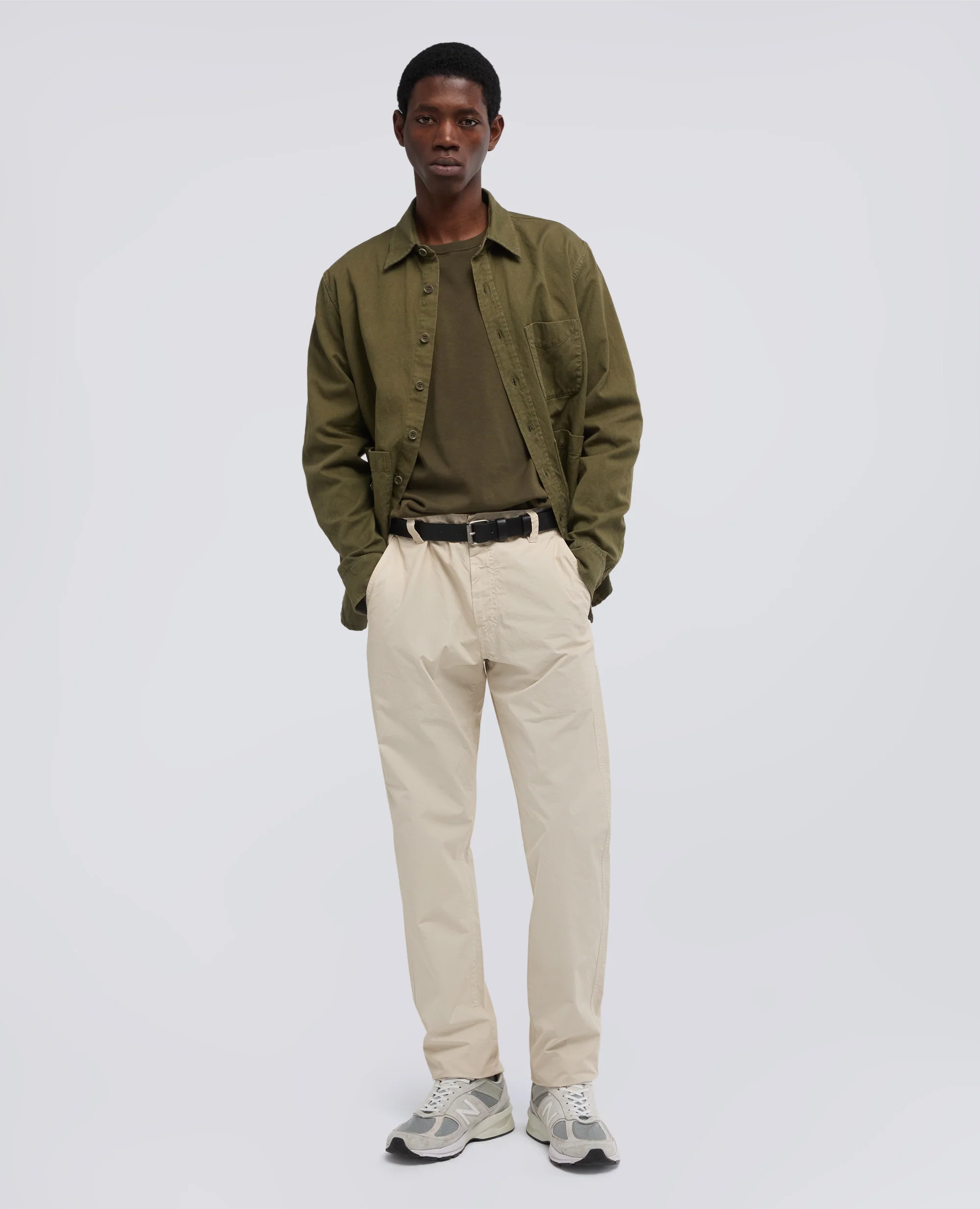 CAMICIA UTILITY IN TELA RUSTICA DI COTONE-LINO - MILITARE - Image 2