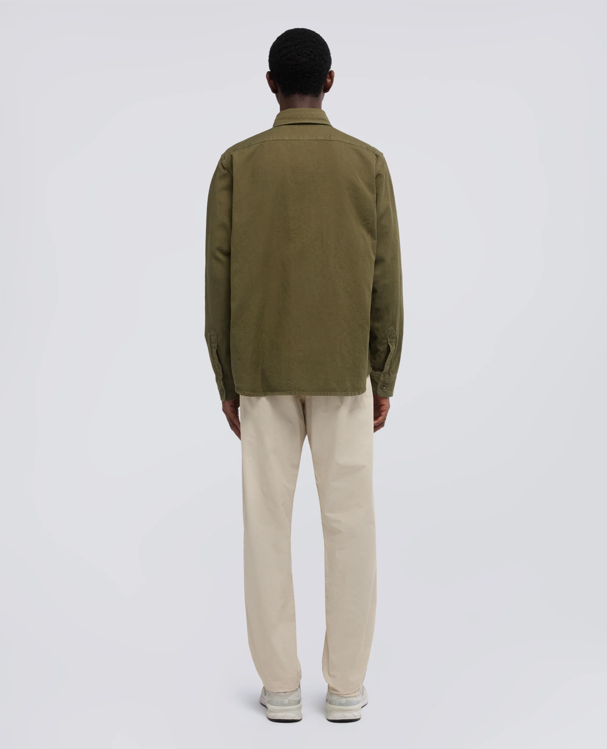 CAMICIA UTILITY IN TELA RUSTICA DI COTONE-LINO - MILITARE - Image 3