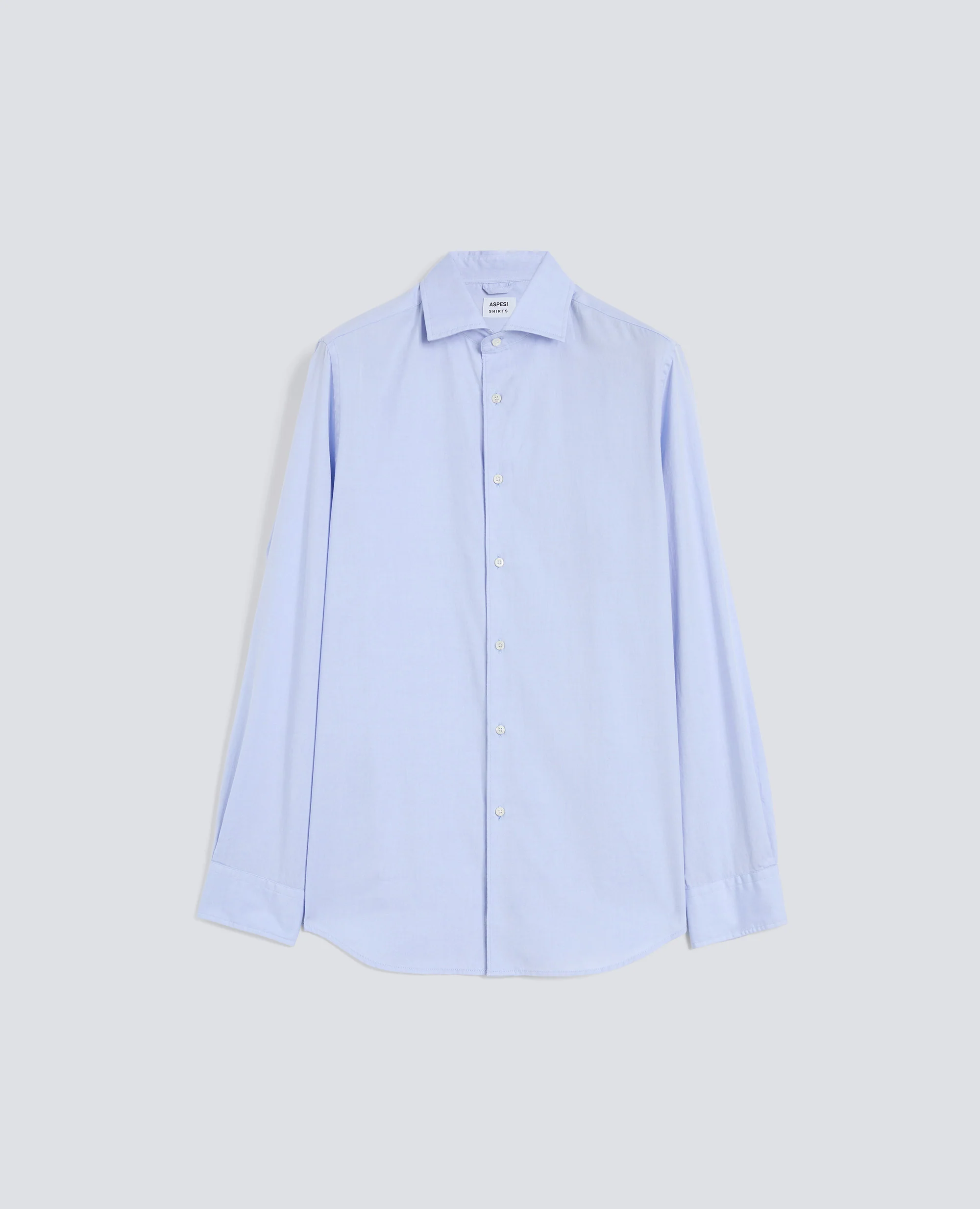 CAMICIA IN PIN POINT DI COTONE CON COLLO FRANCESE - AZZURRO