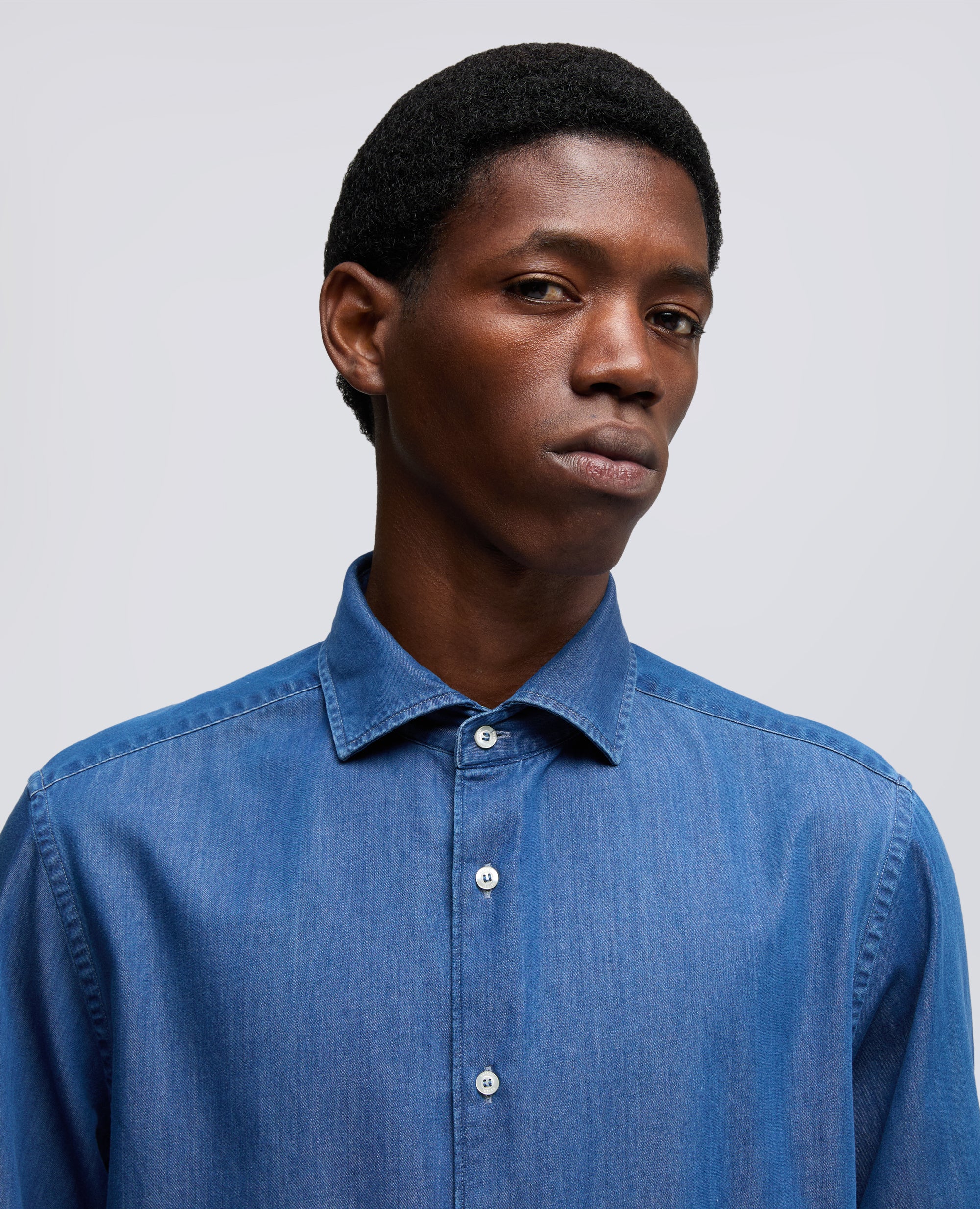 CAMICIA VIC IN TWILL DI COTONE ORGANICO - DENIM - Image 4