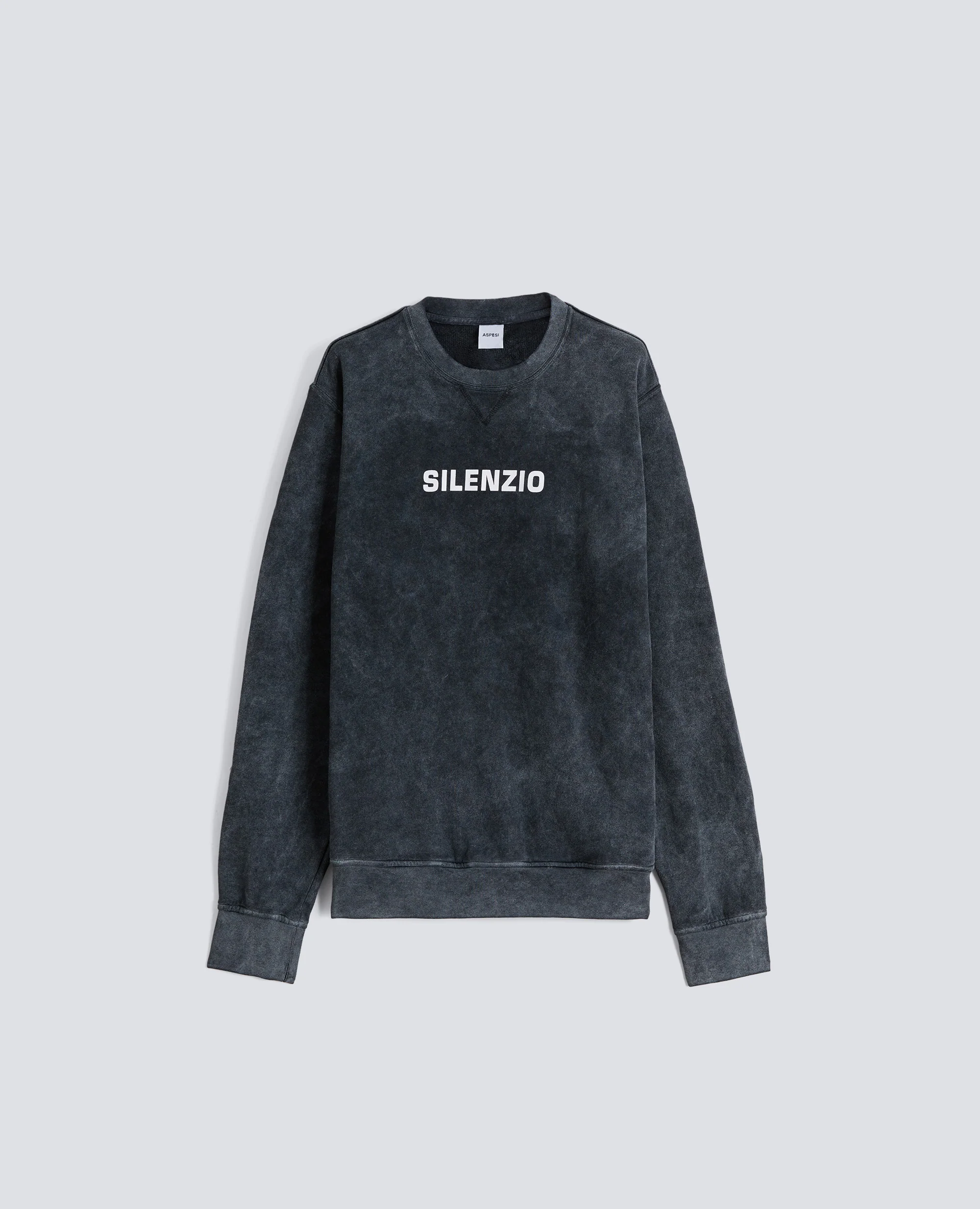 FELPA GARZATA "SILENZIO" SHADY EFFECT IN COTONE - NERO SHADY