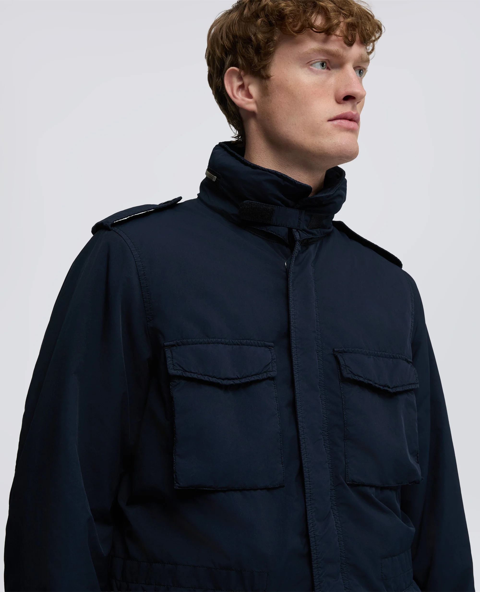 FIELD JACKET NEW CAMP IN NYLON TINTO CAPO - NAVY - Image 4