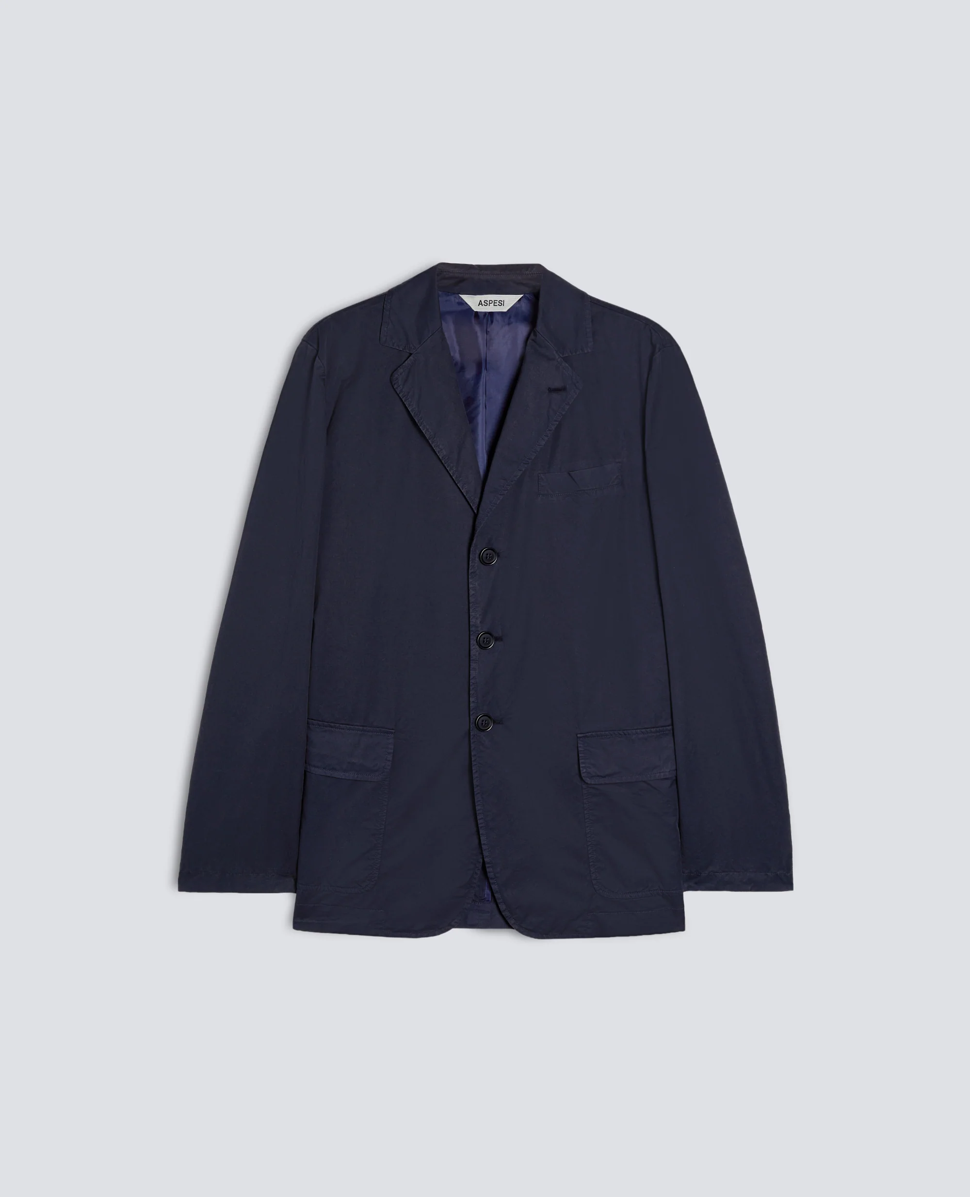 BLAZER IN MICRO TWILL DI COTONE TINTO CAPO - NAVY