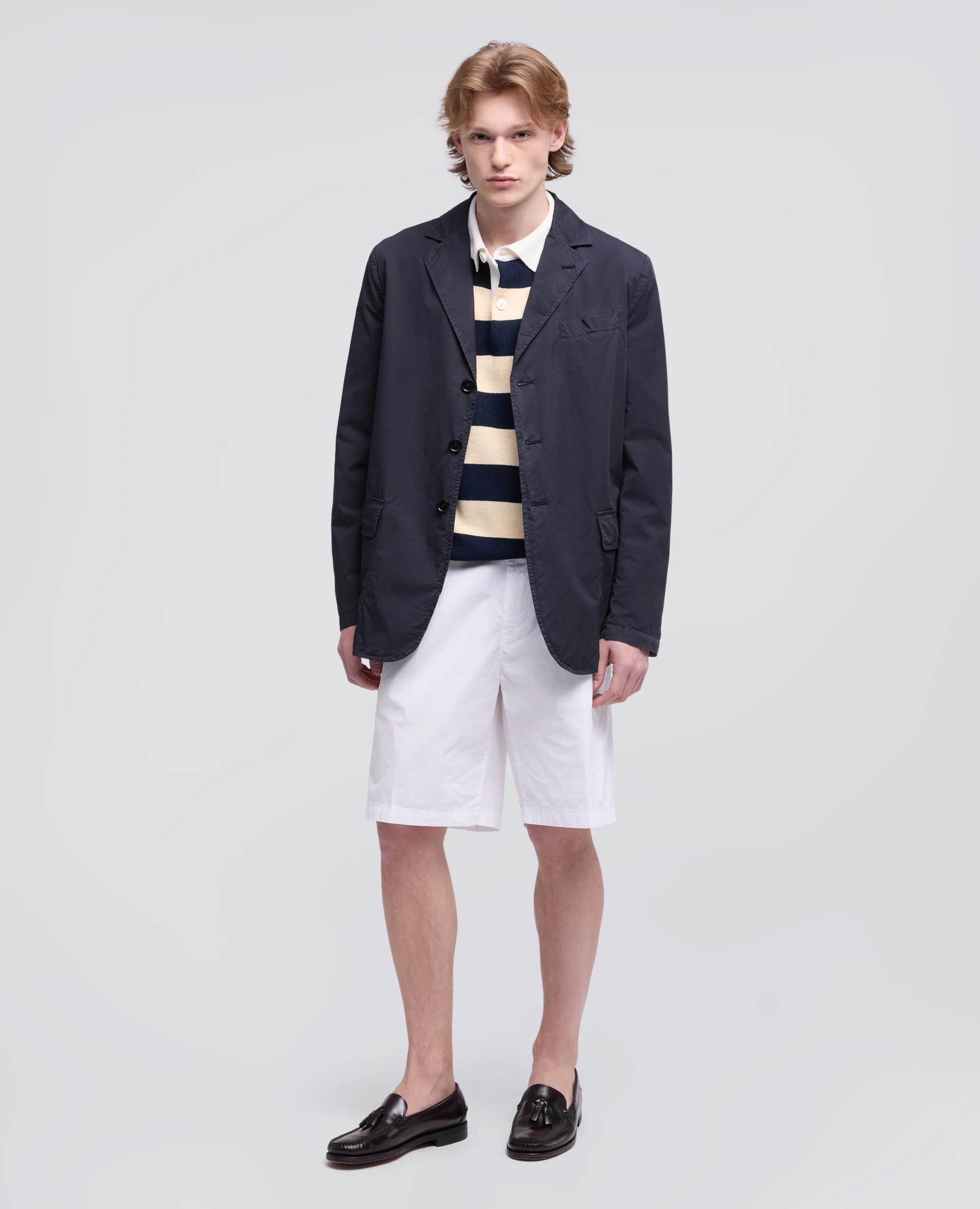BLAZER IN MICRO TWILL DI COTONE TINTO CAPO - NAVY - Image 2