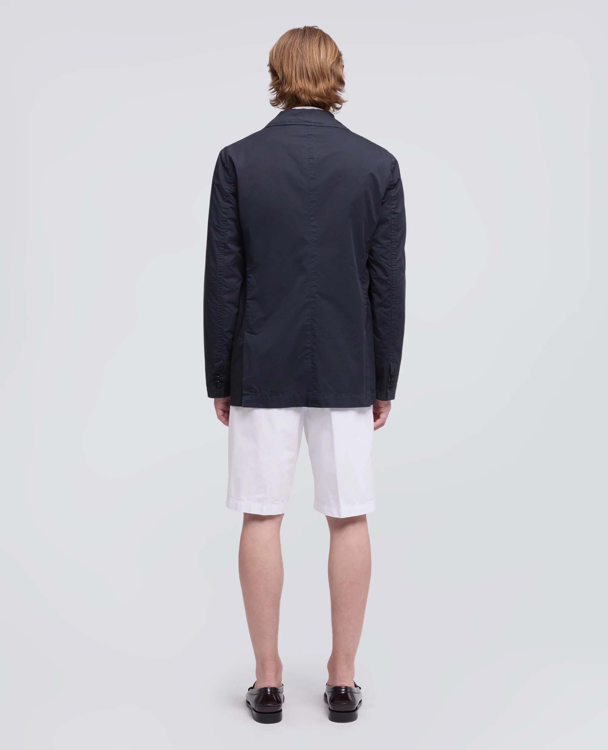 BLAZER IN MICRO TWILL DI COTONE TINTO CAPO - NAVY - Image 3
