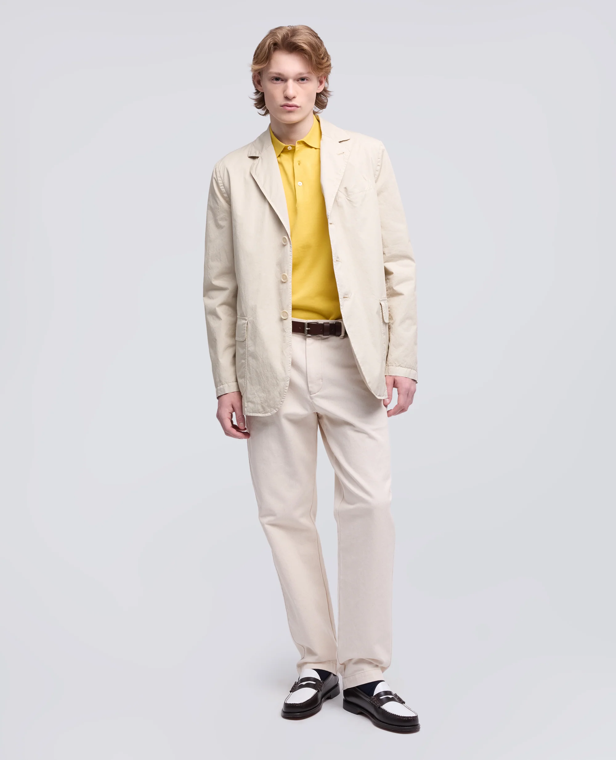 BLAZER IN MICRO TWILL DI COTONE TINTO CAPO - SASSO - Image 2