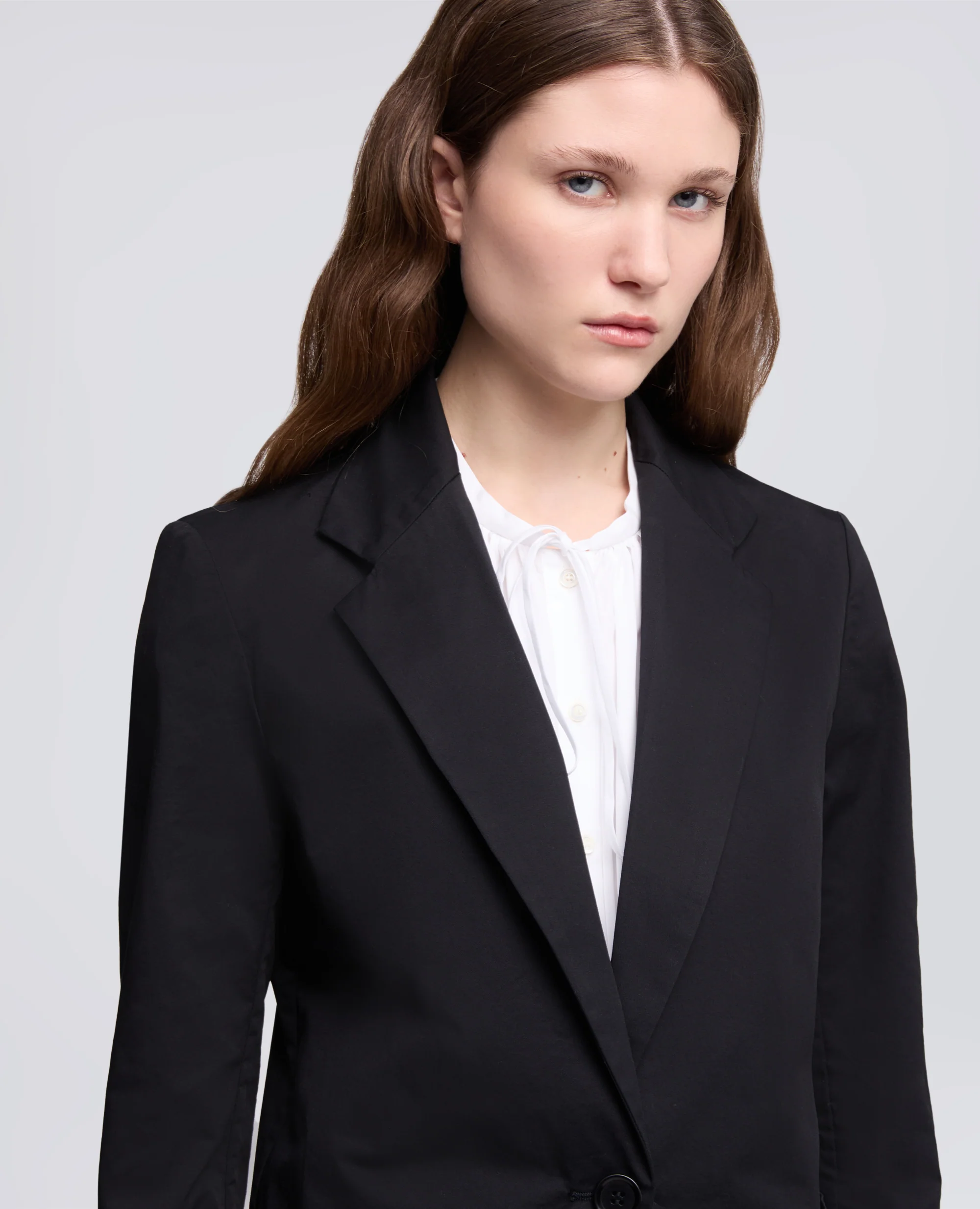GIACCA MONOPETTO DECOSTRUITA IN TWILL DI COTONE STRETCH - NERO - Image 4