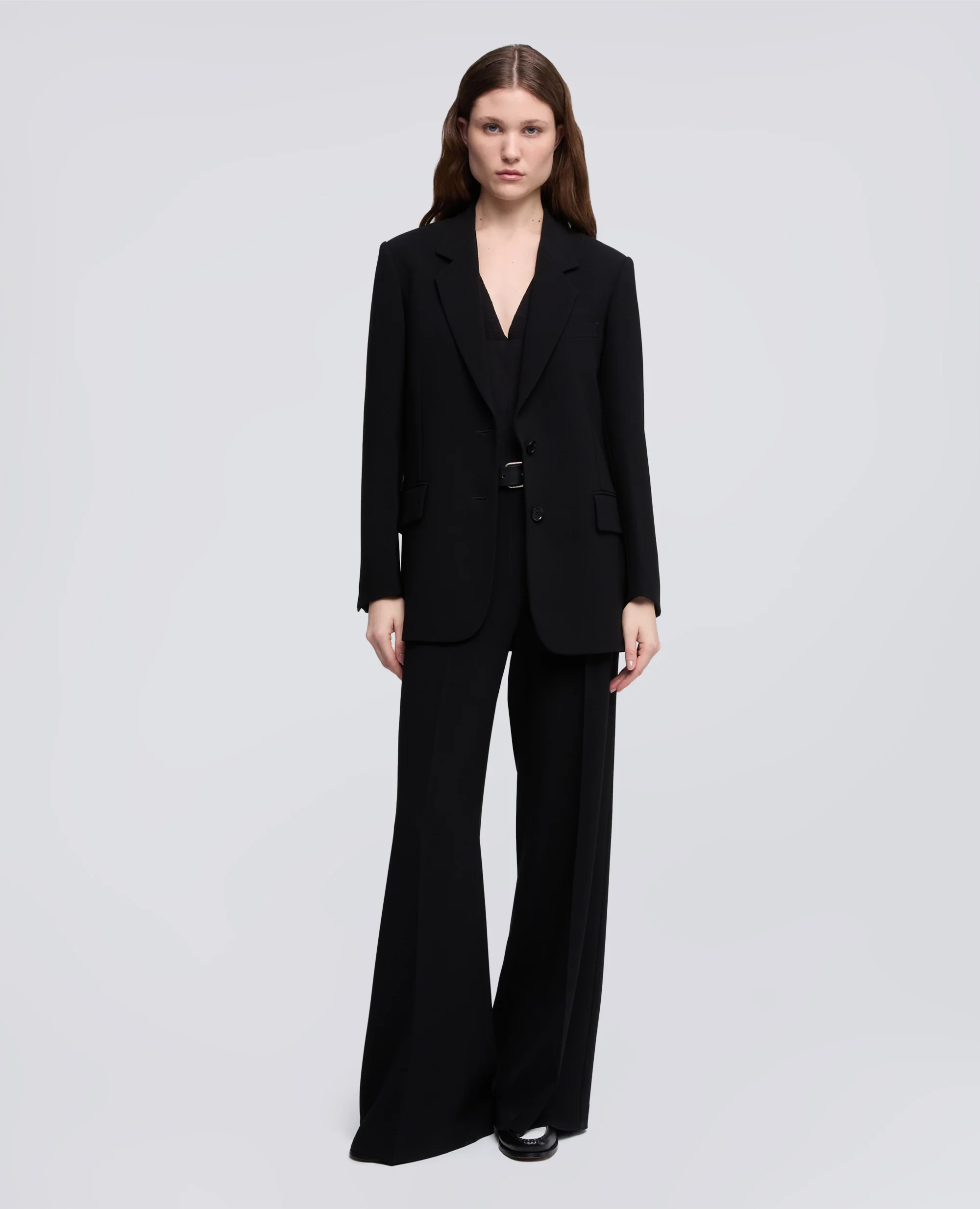GIACCA MONOPETTO IN CADY CREPE IN TRIACETATO E POLIESTERE - NERO - Image 2